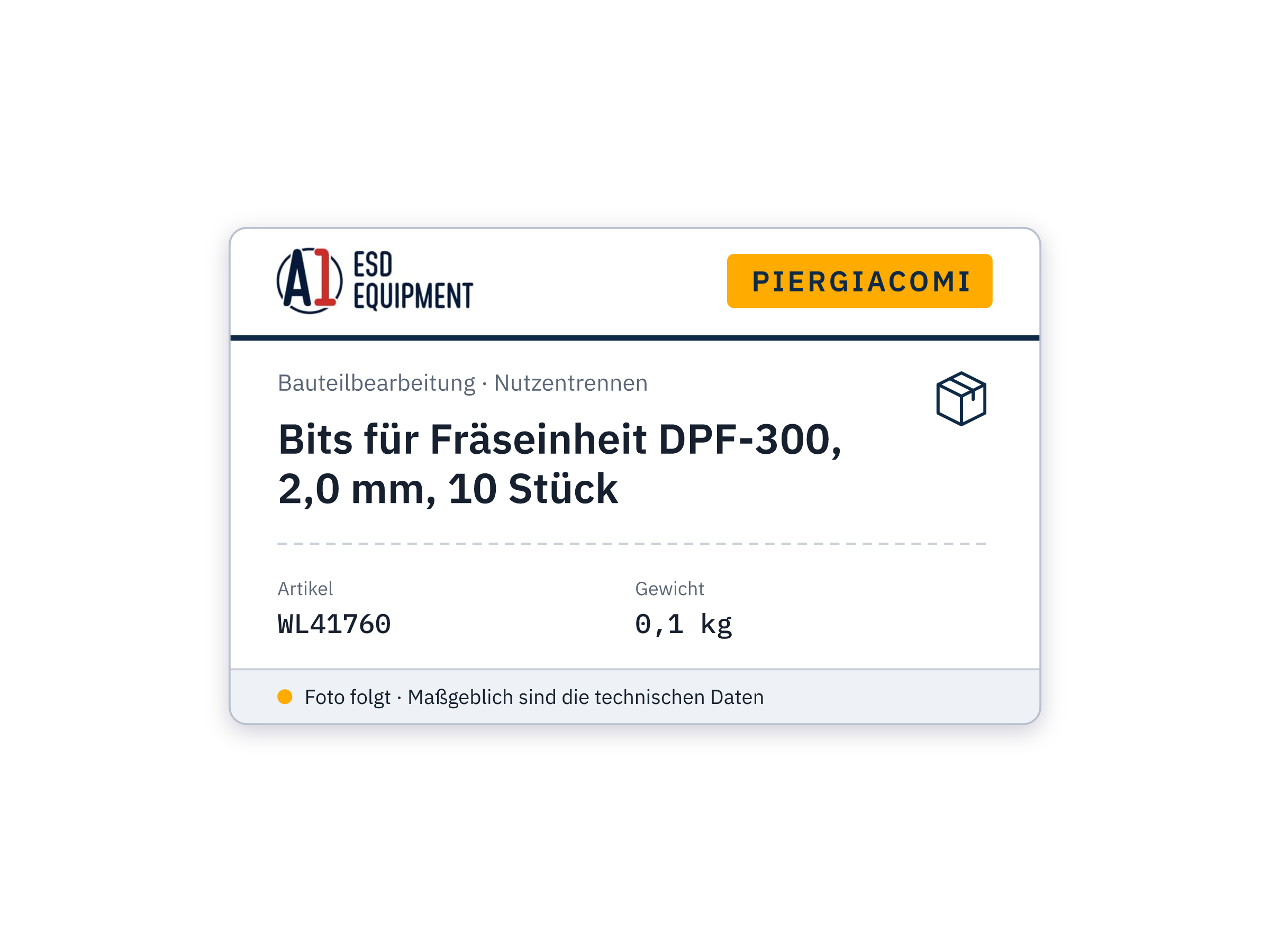 Piergiacomi Bits für Fräseinheit DPF-300, 2,0 mm, 10 Stück