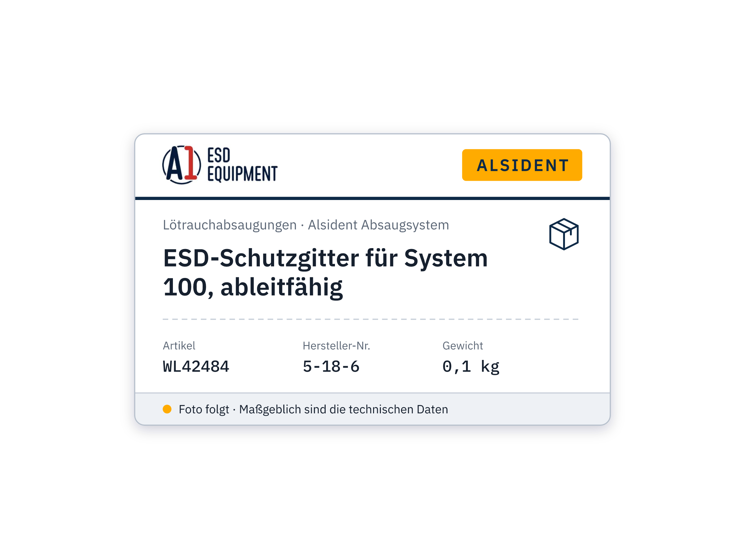 ESD-Schutzgitter für System 100, ableitfähig - Alsident 5-18-6