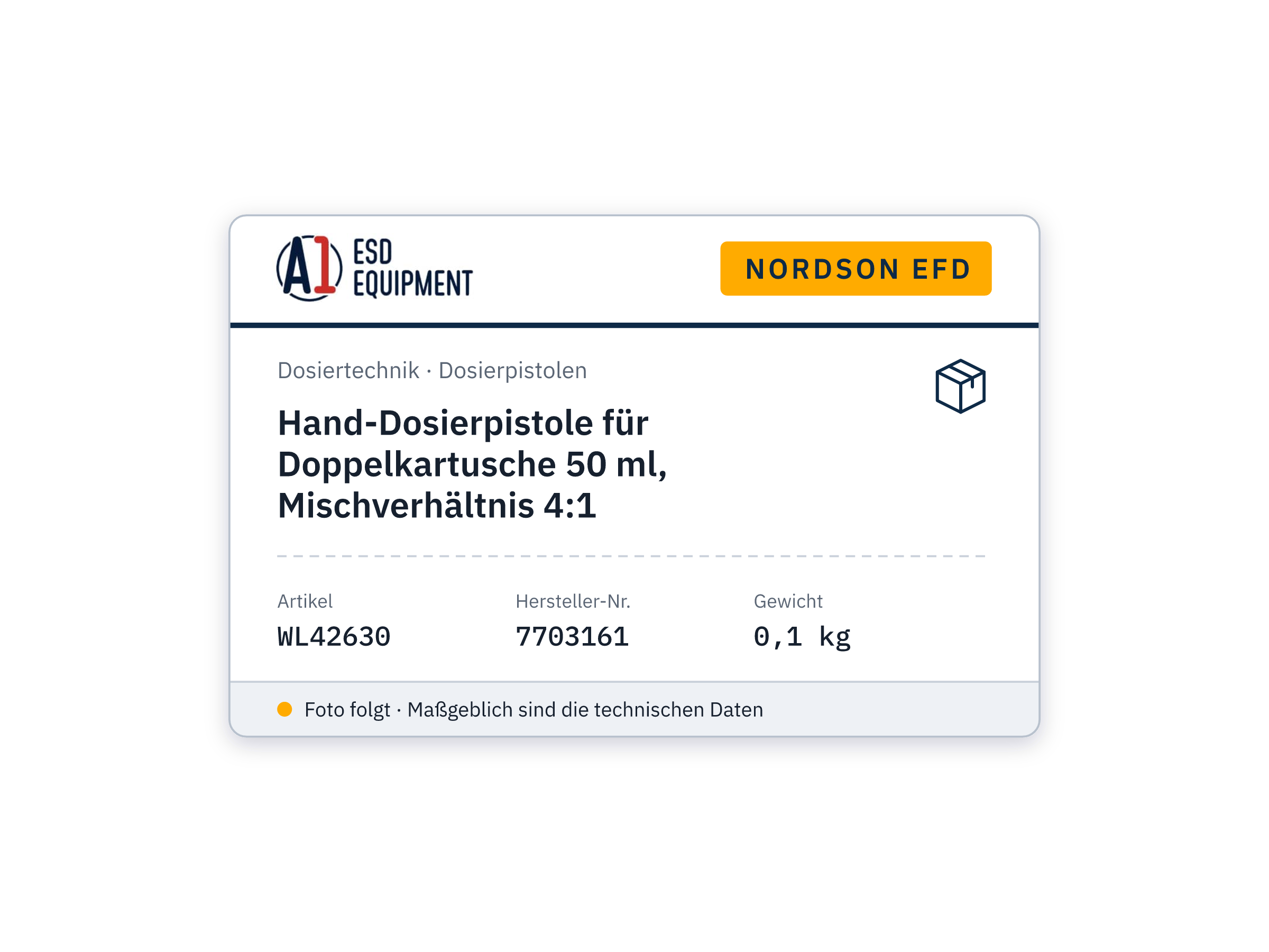 Hand-Dosierpistole für Doppelkartusche 50 ml, Mischverhältnis 4:1 - Nordson EFD 7703161