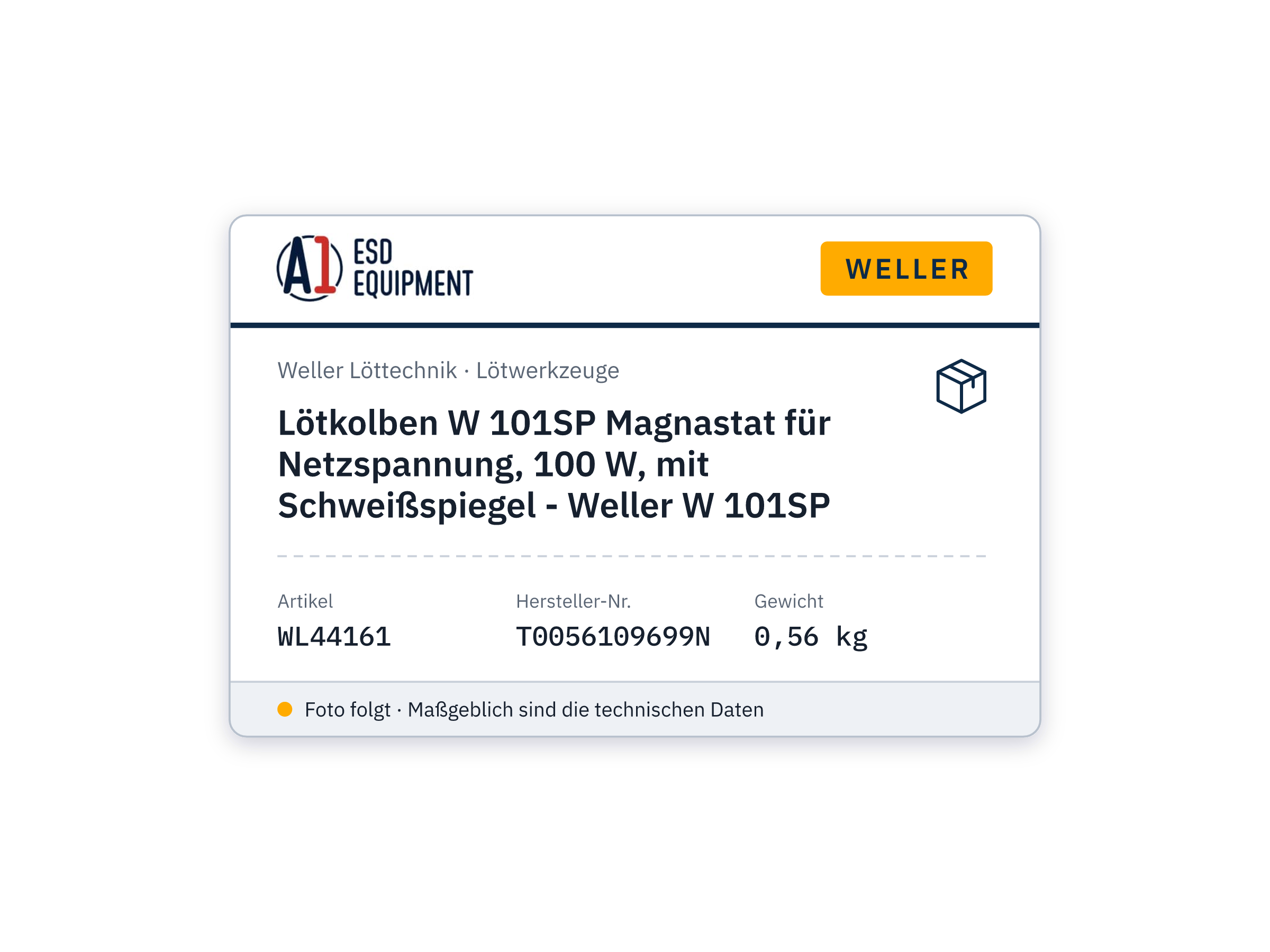 Lötkolben W 101SP Magnastat für Netzspannung, 100 W, mit Schweißspiegel - Weller W 101SP