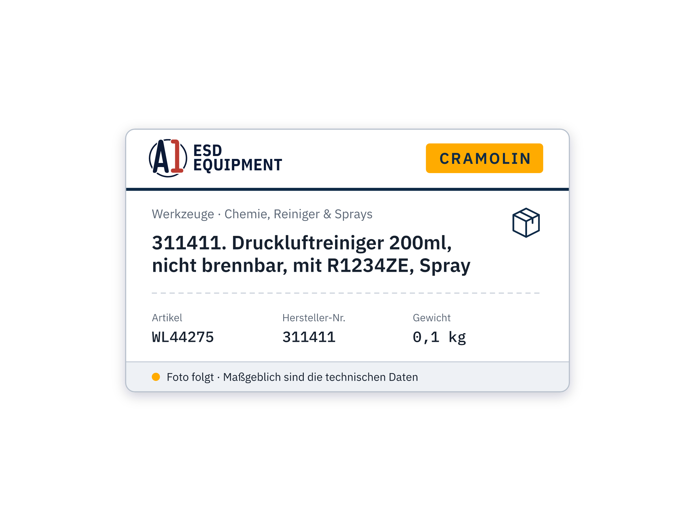 Cramolin 311411. Druckluftreiniger 200ml, nicht brennbar, mit R1234ZE, Spray