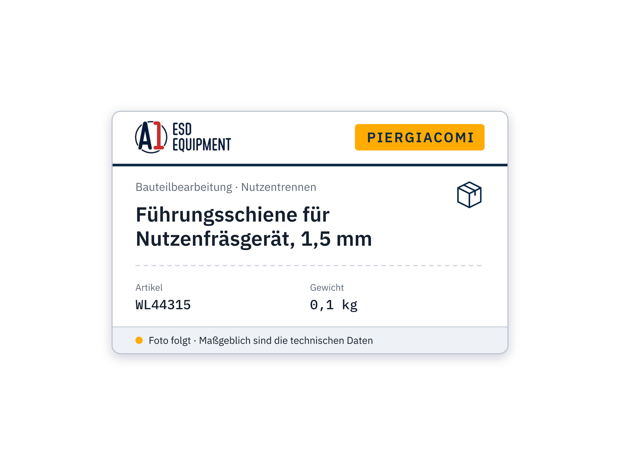 Piergiacomi Führungsschiene für Nutzenfräsgerät, 1,5 mm