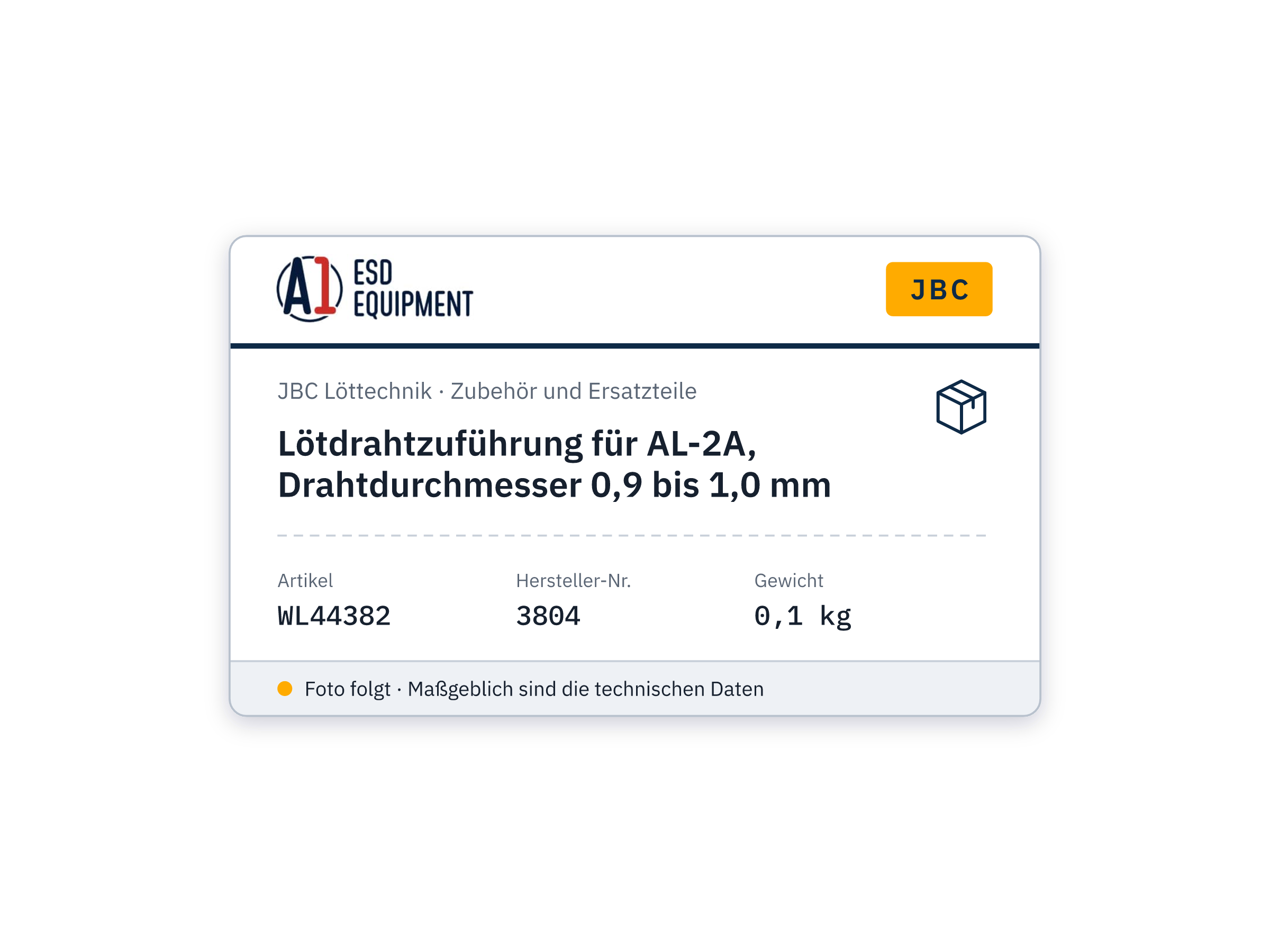 Lötdrahtzuführung für AL-2A, Drahtdurchmesser 0,9 bis 1,0 mm - JBC 3804
