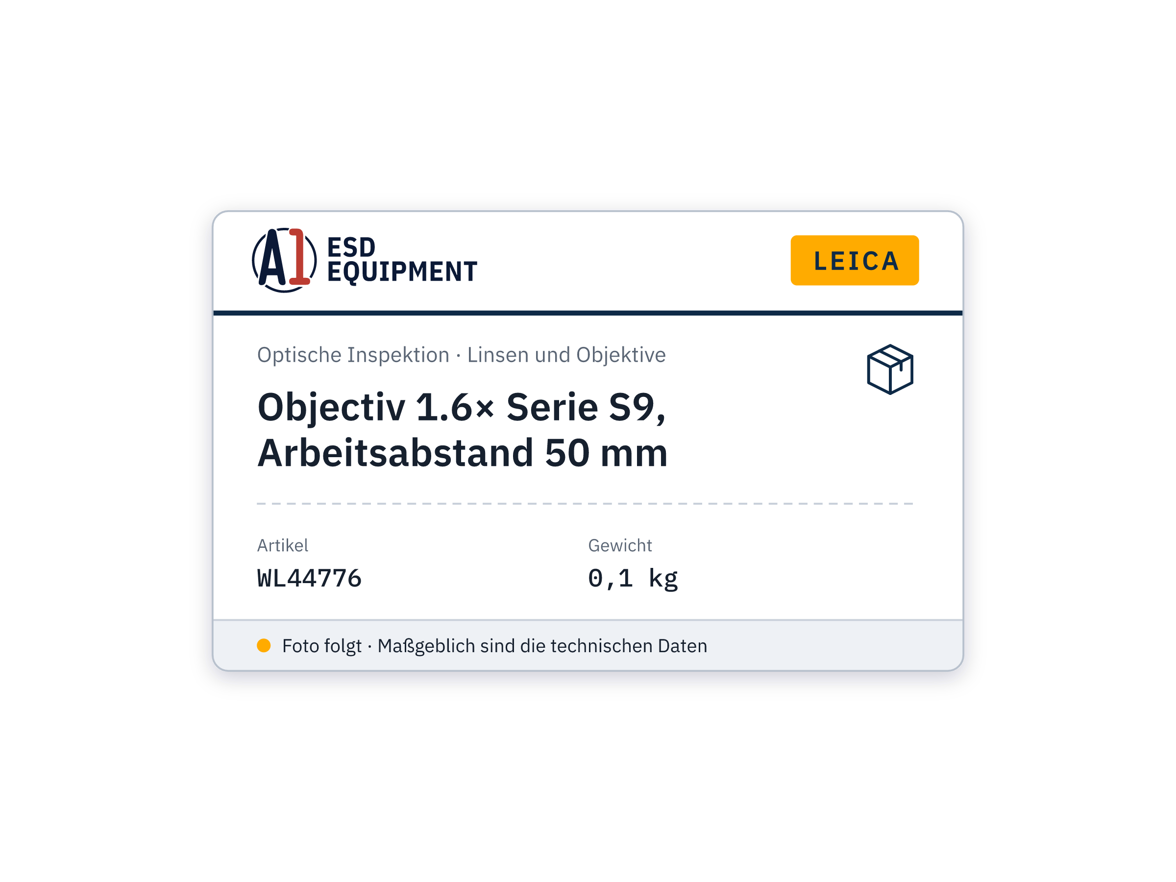 Objectif 1.6× Série S9, distance de travail 50 mm - Leica