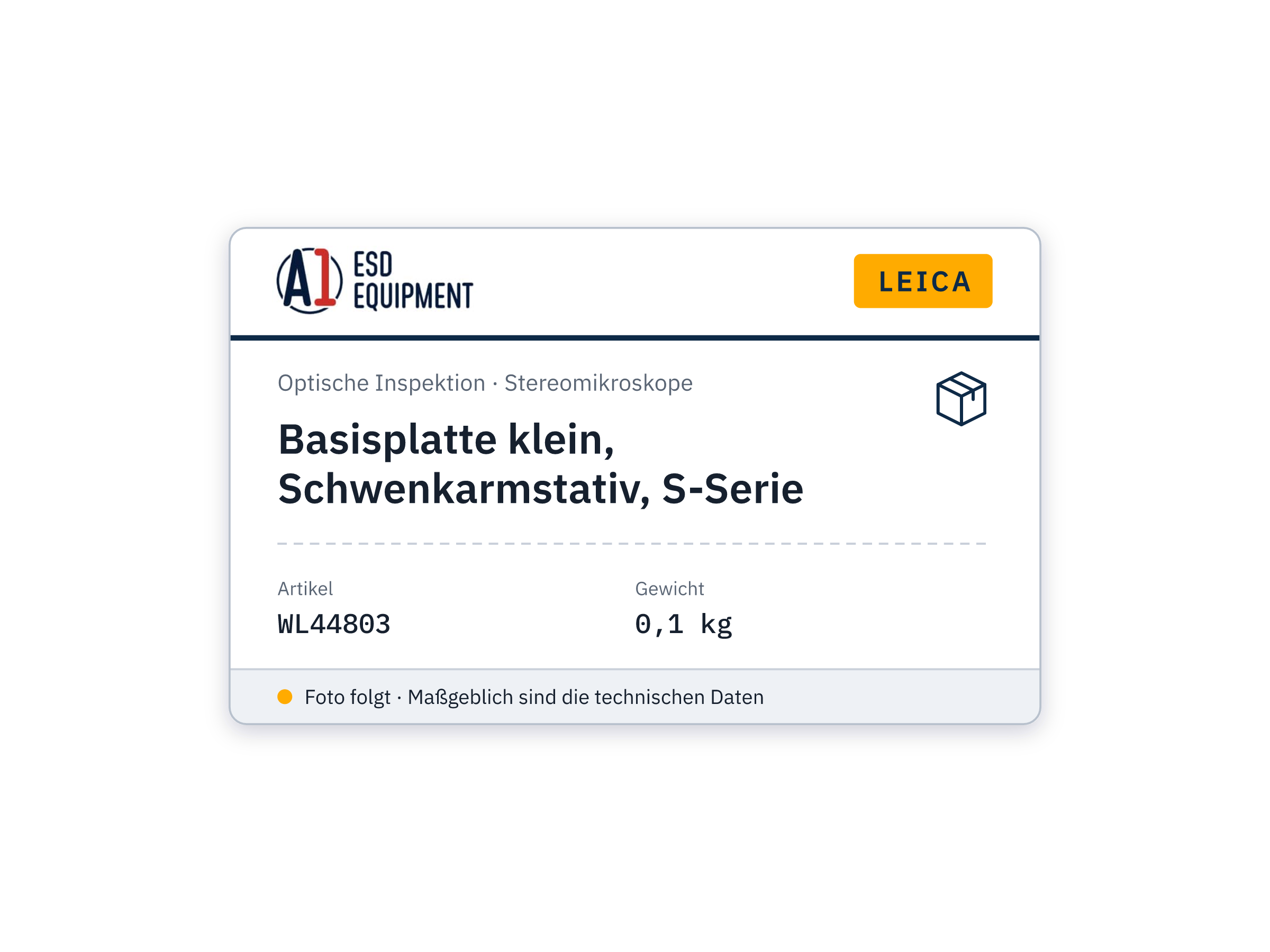 Leica Basisplatte klein, Schwenkarmstativ, S-Serie