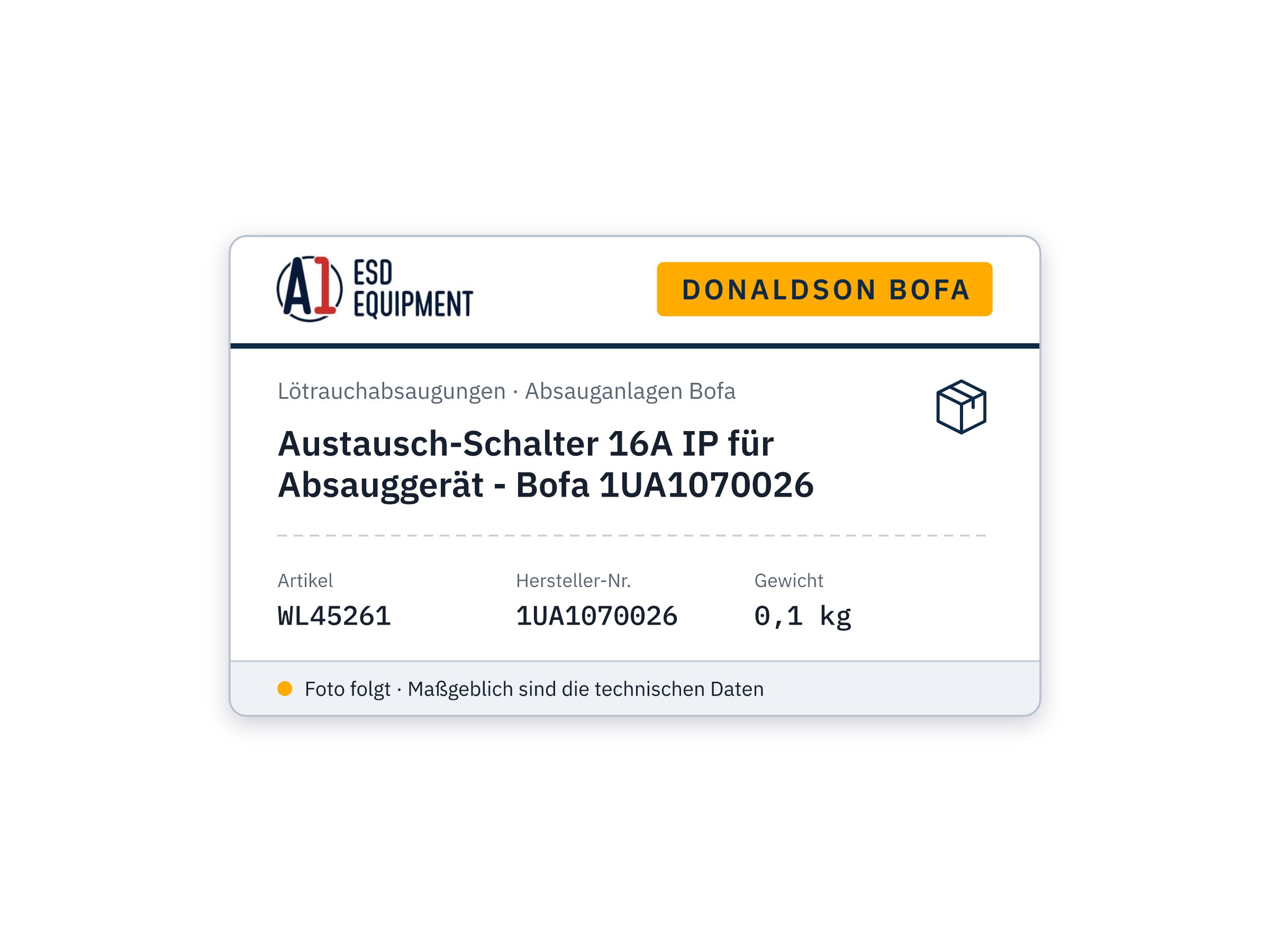 Austausch-Schalter 16A IP für Absauggerät - Bofa 1UA1070026