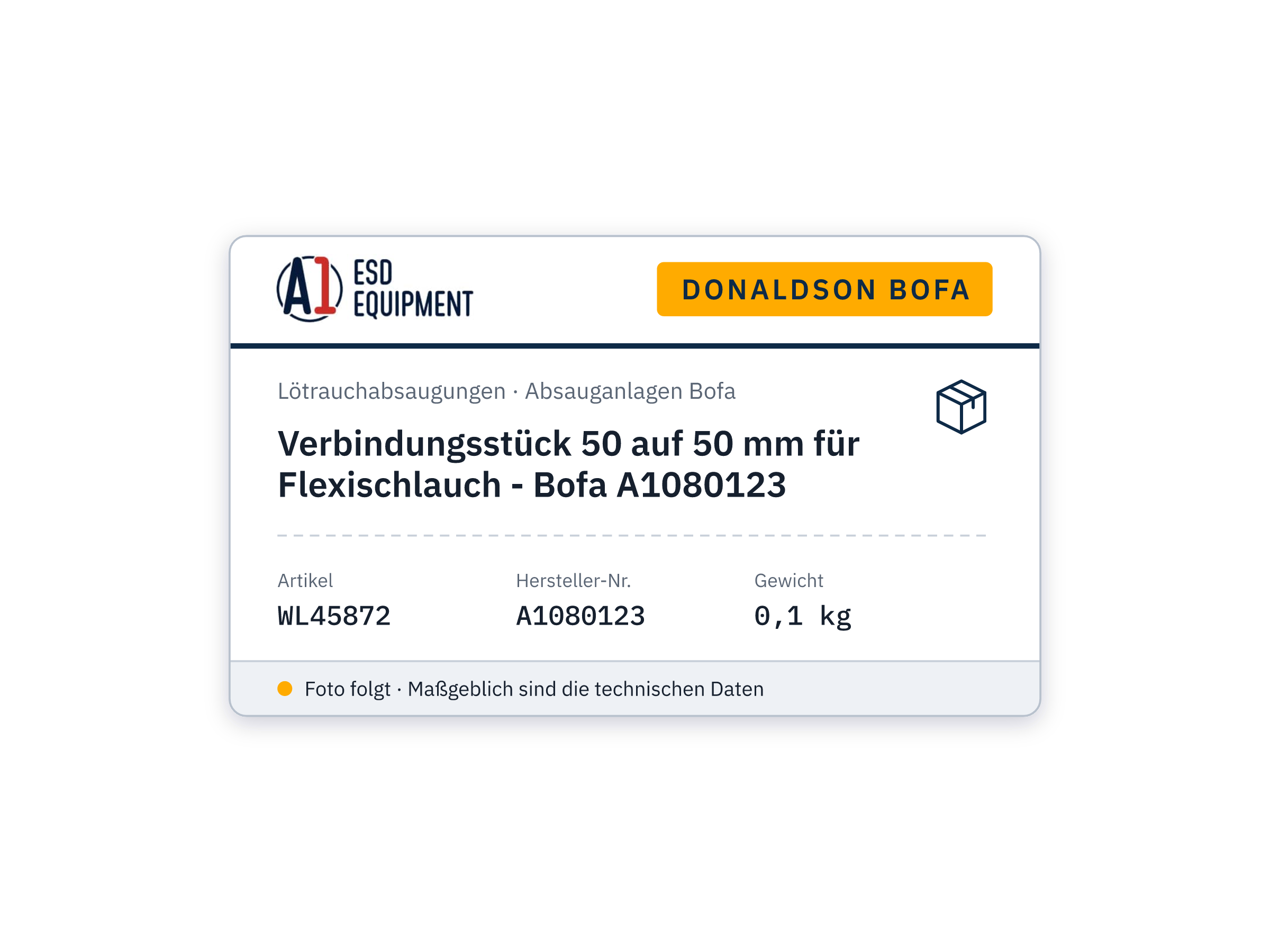 Verbindungsstück 50 auf 50 mm für Flexischlauch - Bofa A1080123