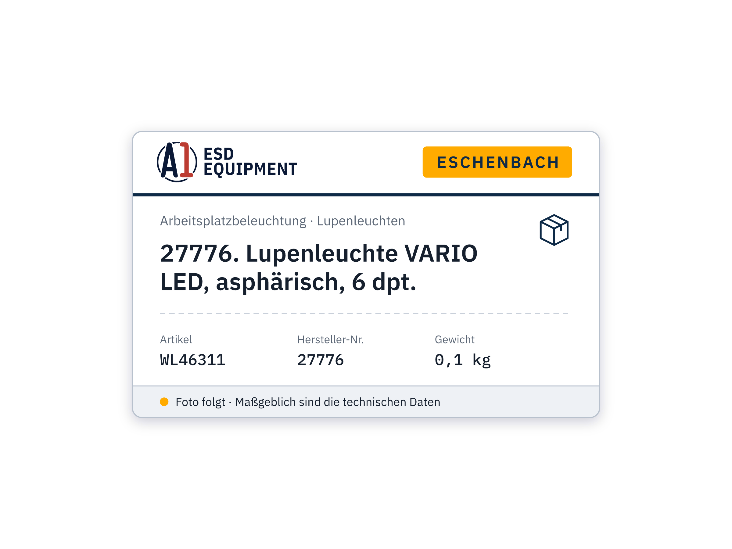 Eschenbach 27776. Lupenleuchte VARIO LED, asphärisch, 6 dpt.