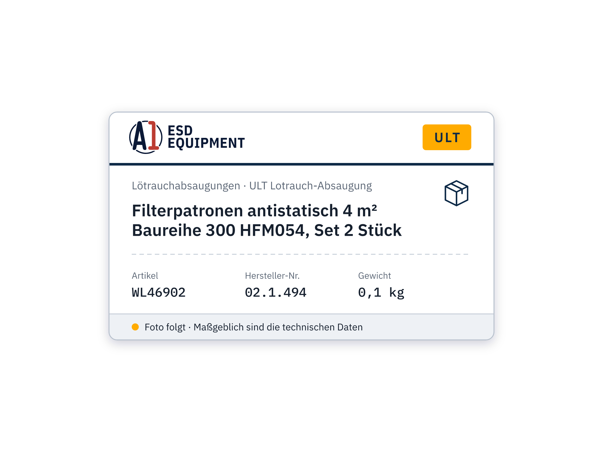 Cartouches filtrantes antistatiques 4 m² série 300 HFM054, set de 2 - ULT 02.1.494