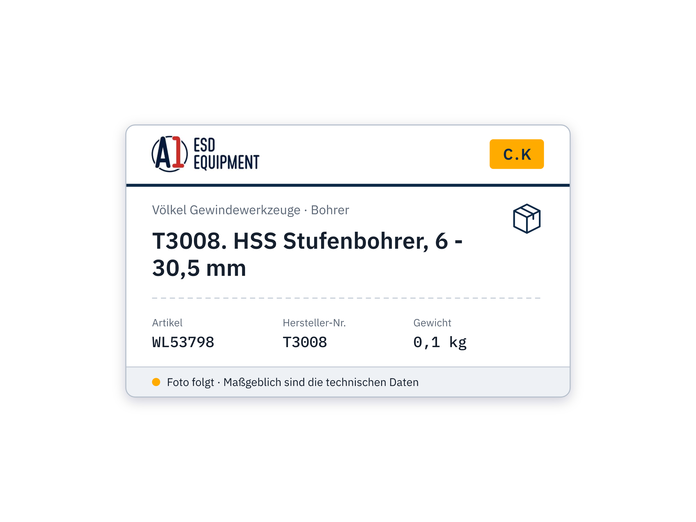 C.K T3008. HSS Stufenbohrer, 6 - 30,5 mm