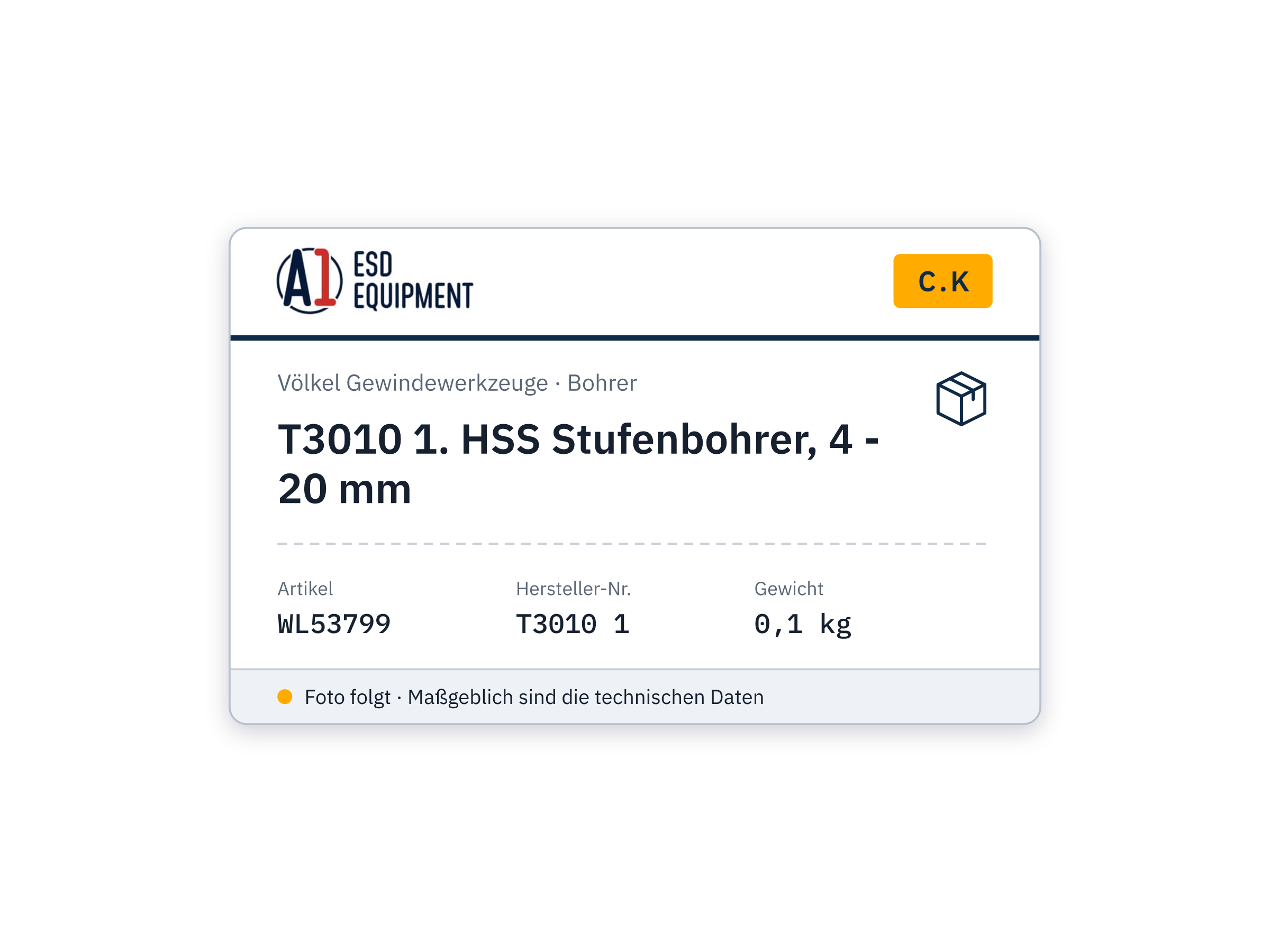 C.K T3010 1. HSS Stufenbohrer, 4 - 20 mm