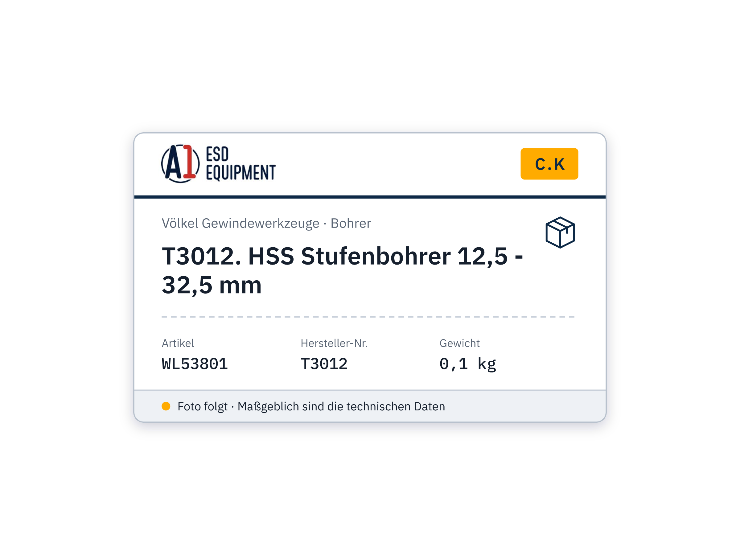 C.K T3012. HSS Stufenbohrer 12,5 - 32,5 mm
