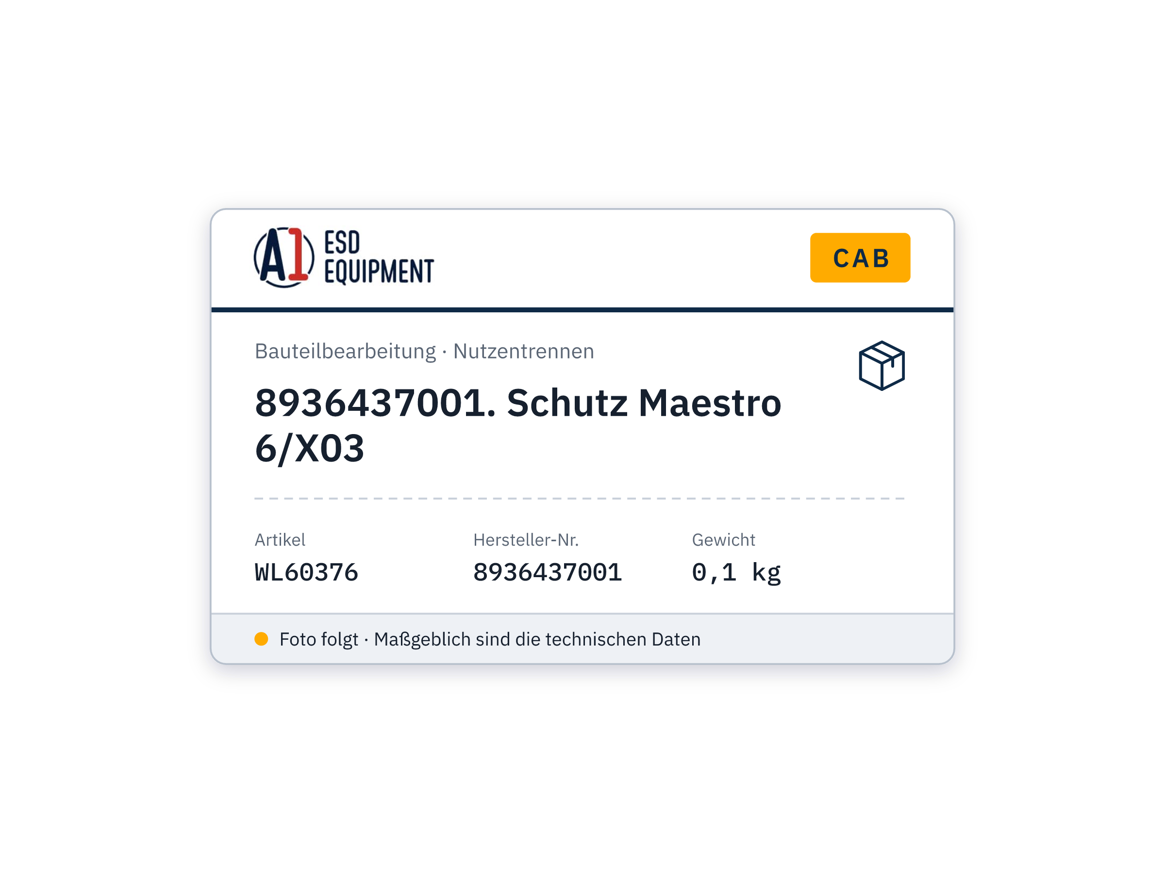 Cab 8936437001. Schutz Maestro 6/X03
