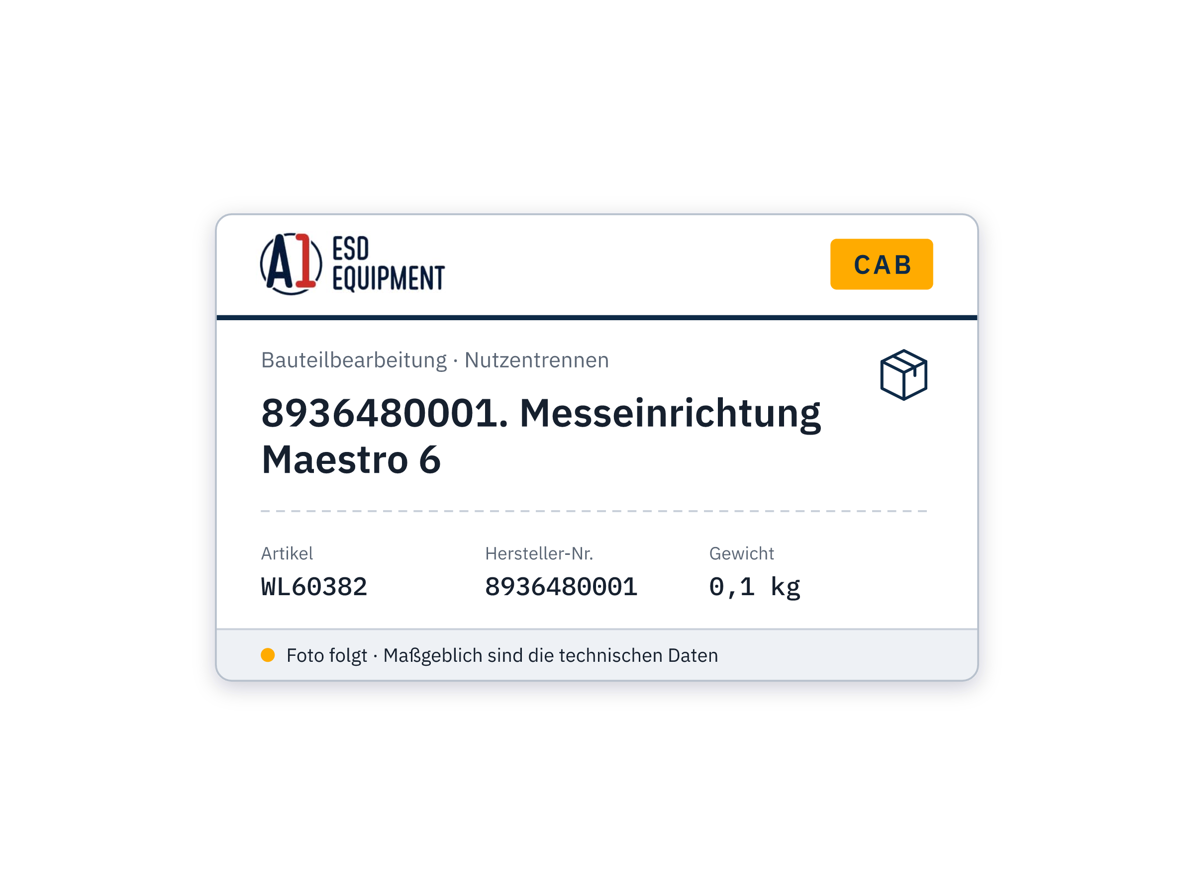 Cab 8936480001. Dispositif de mesure Maestro 6