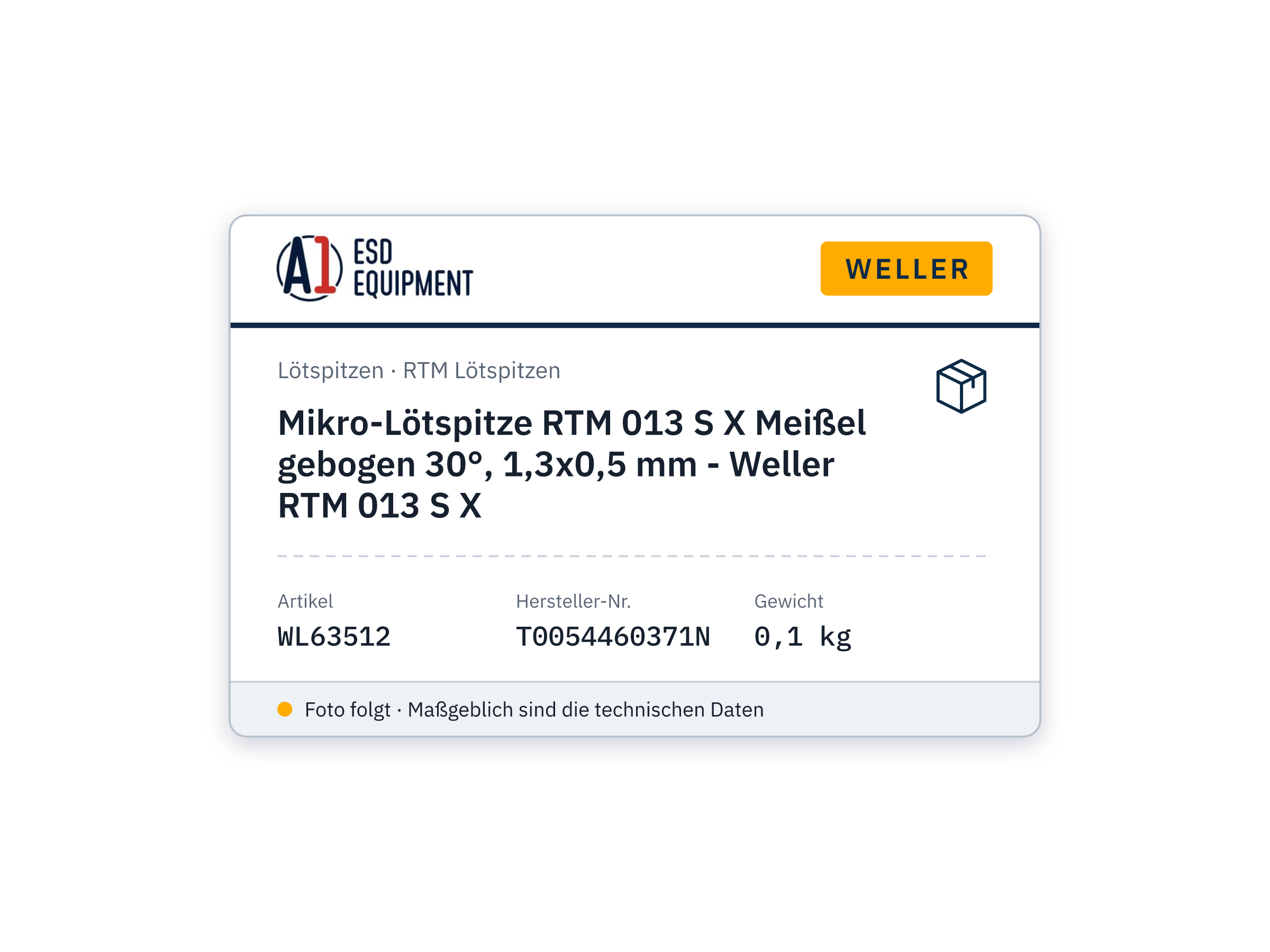 Mikro-Lötspitze RTM 013 S X Meißel gebogen 30°, 1,3x0,5 mm - Weller RTM 013 S X