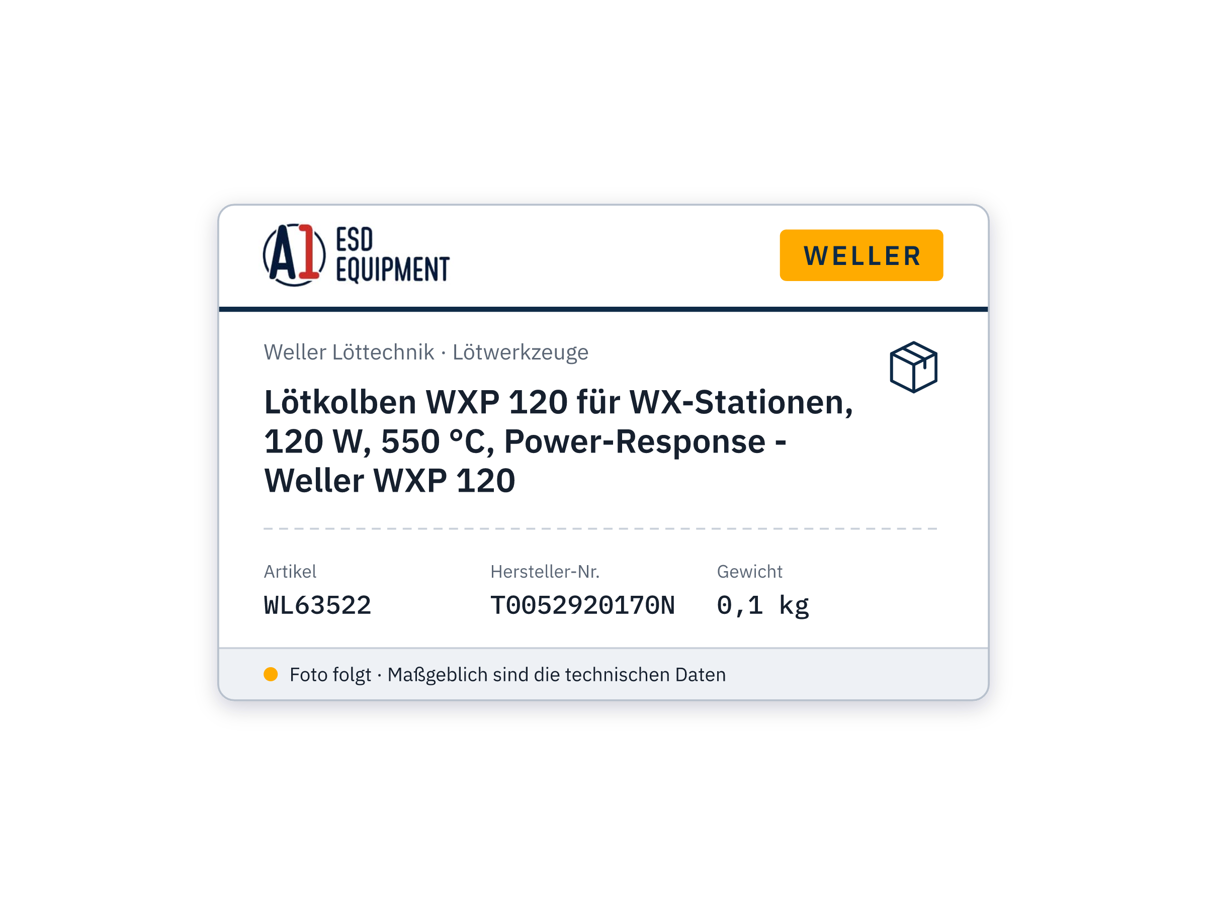 Lötkolben WXP 120 für WX-Stationen, 120 W, 550 °C, Power-Response - Weller WXP 120