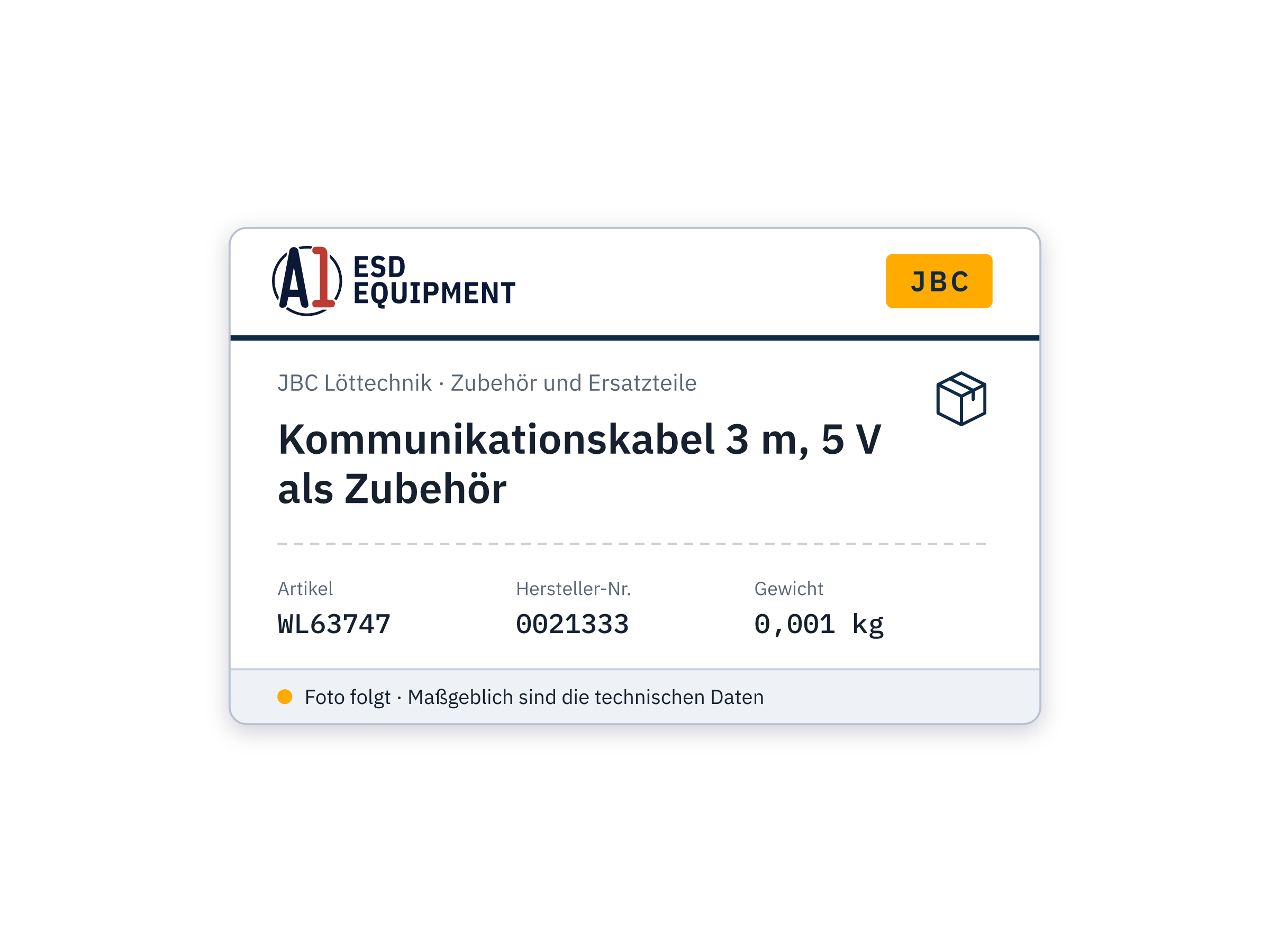 Kommunikationskabel 3 m, 5 V als Zubehör - JBC 0021333