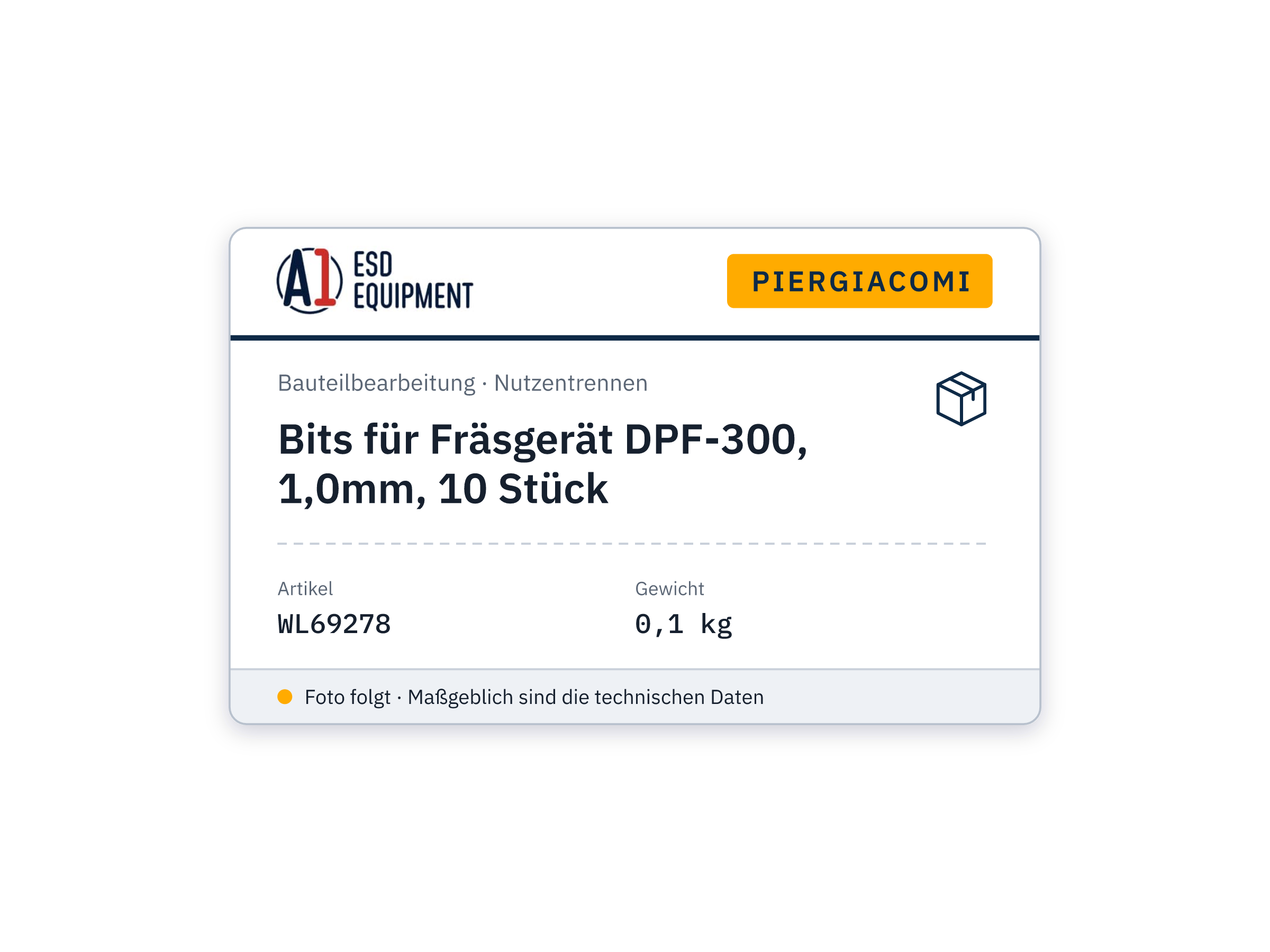 Piergiacomi Mèches pour unité de fraisage DPF-300, 1,0 mm, 10 pièces
