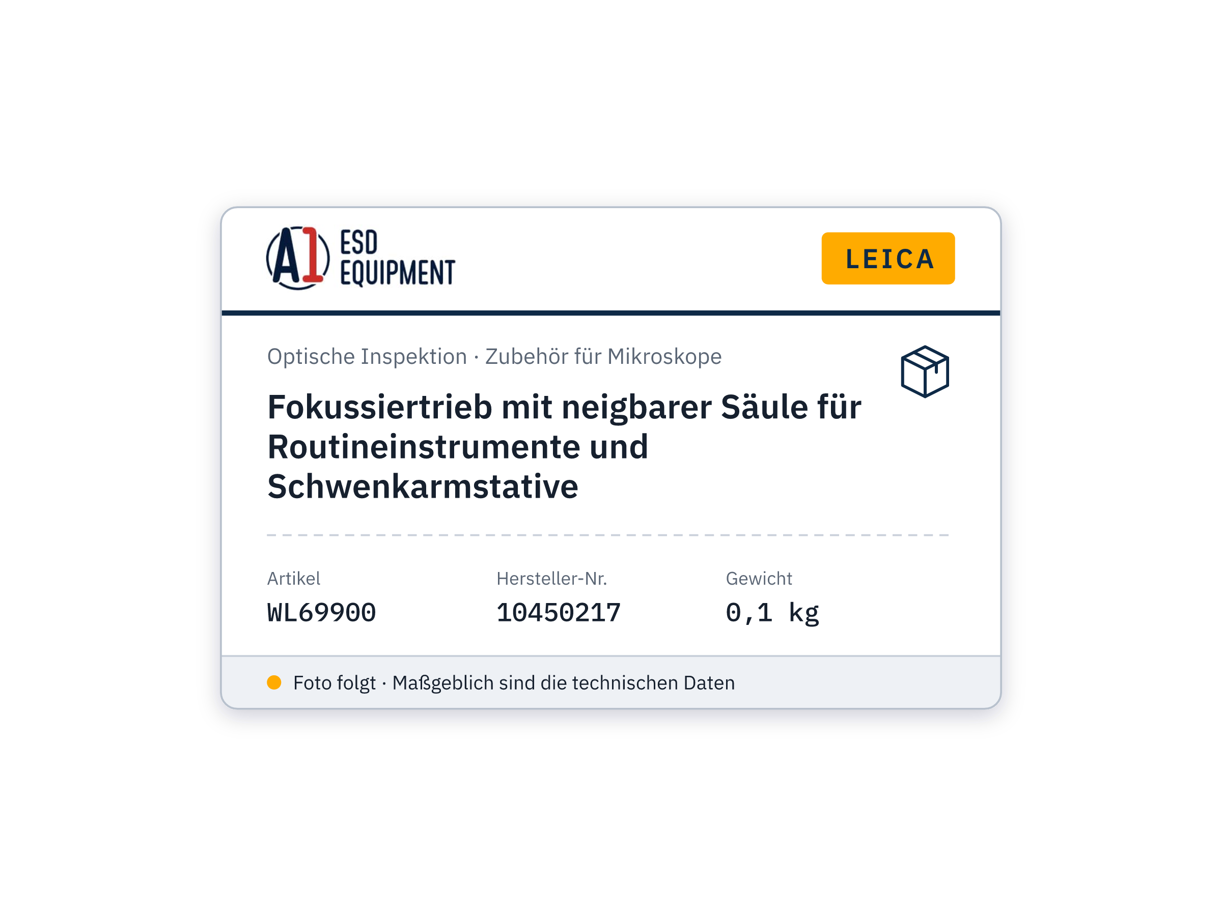 Fokussiertrieb mit neigbarer Säule für Routineinstrumente und Schwenkarmstative - Leica 10450217