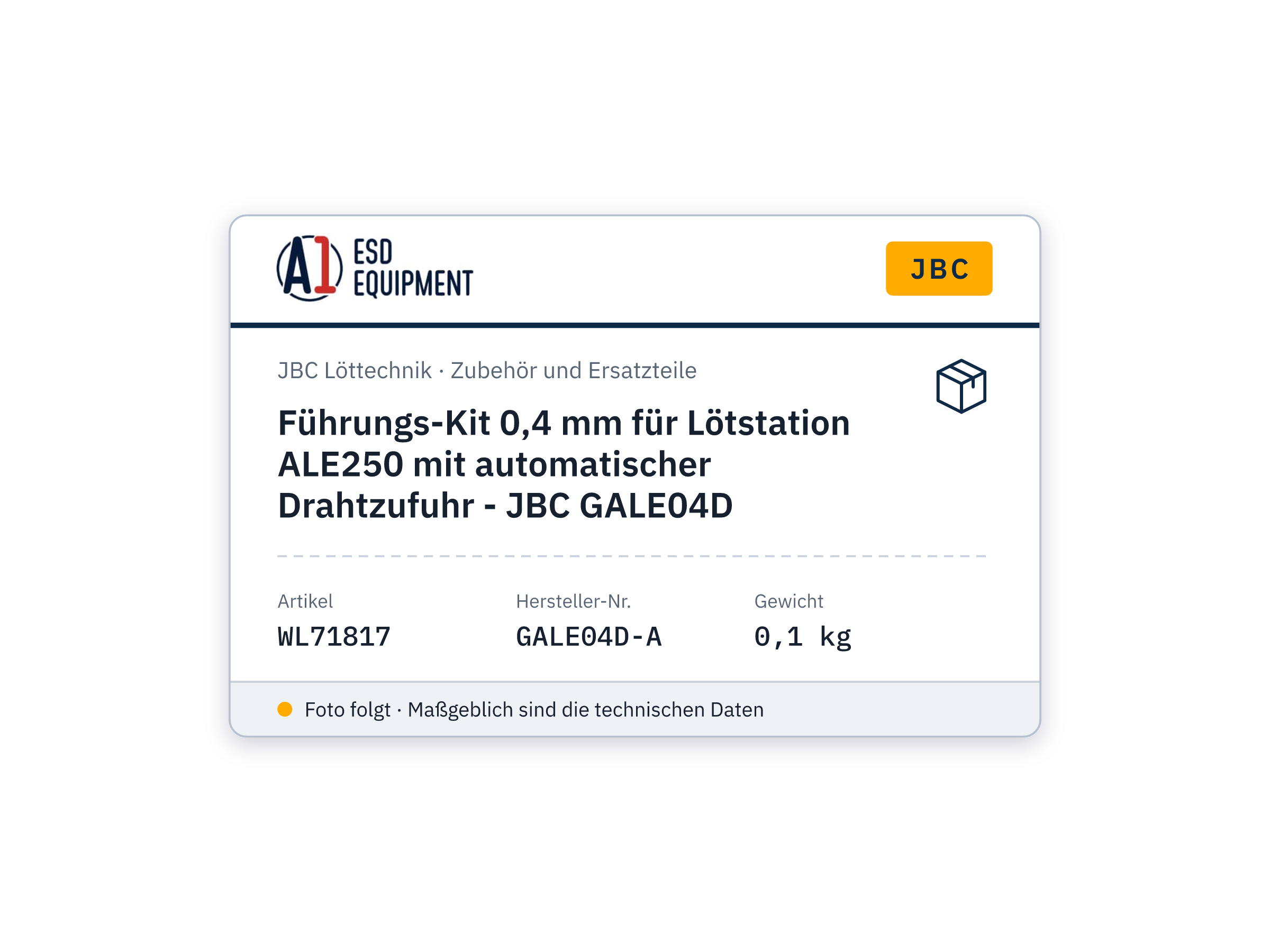 Jeu de guidage 0,4 mm pour station de soudage ALE250 à amenée automatique - JBC GALE04D