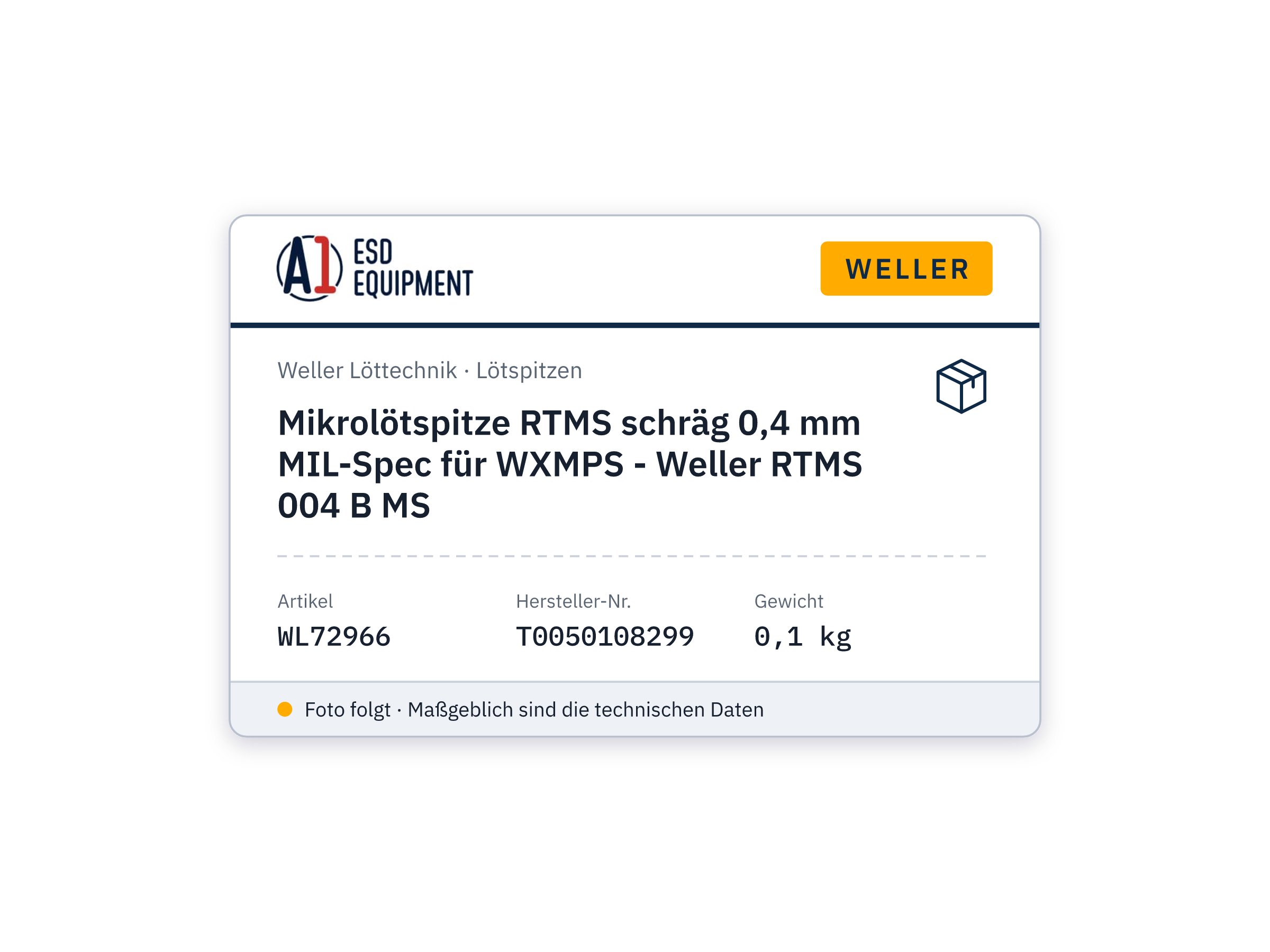 Micro-panne RTMS biseau 0,4 mm spéc. MIL pour WXMPS - Weller RTMS 004 B MS