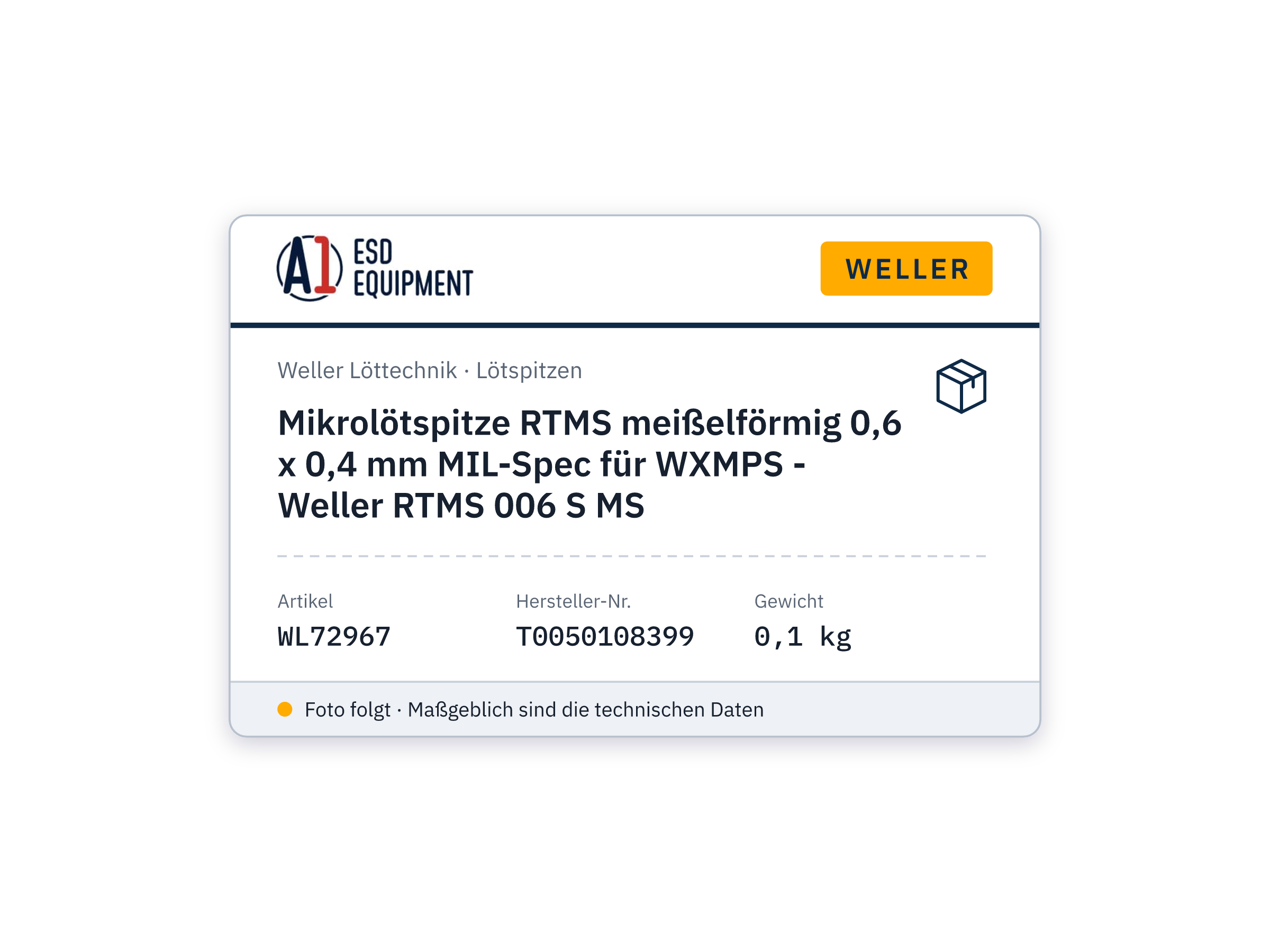 Micro-panne RTMS biseau 0,6 x 0,4 mm spéc. MIL pour WXMPS - Weller RTMS 006 S MS