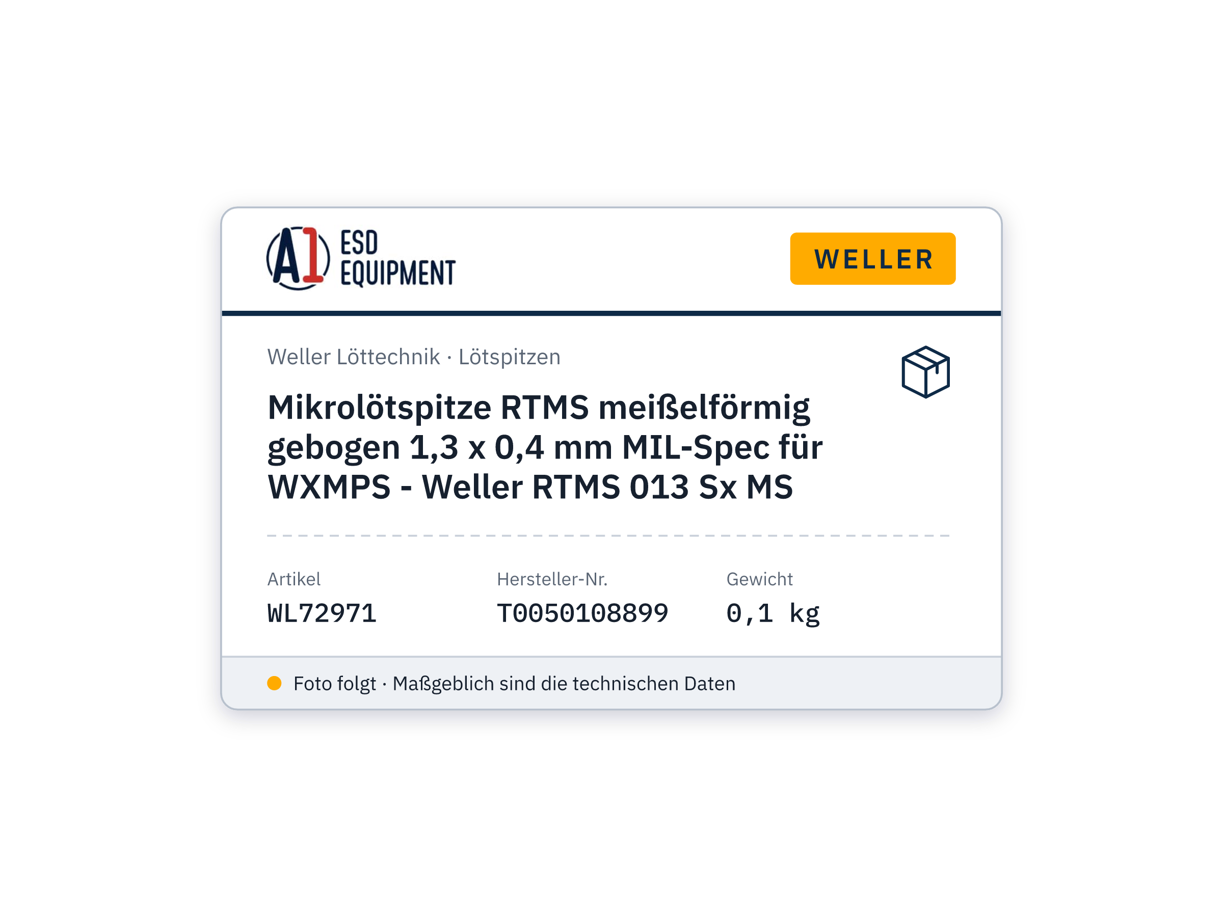 Micro-panne RTMS biseau coudée 1,3 x 0,4 mm spéc. MIL pour WXMPS - Weller RTMS 013 Sx MS