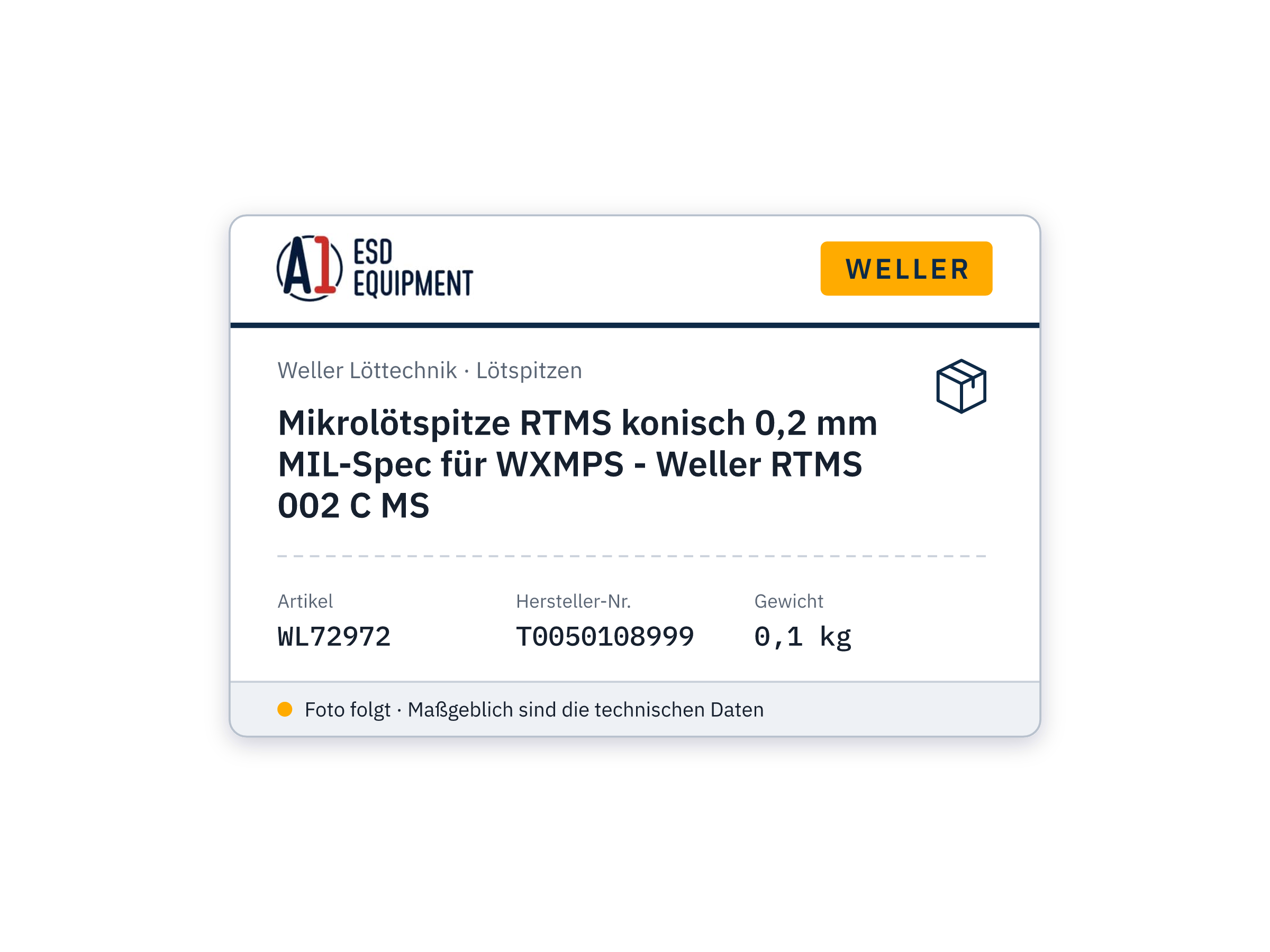 Micro-panne RTMS conique 0,2 mm spéc. MIL pour WXMPS - Weller RTMS 002 C MS