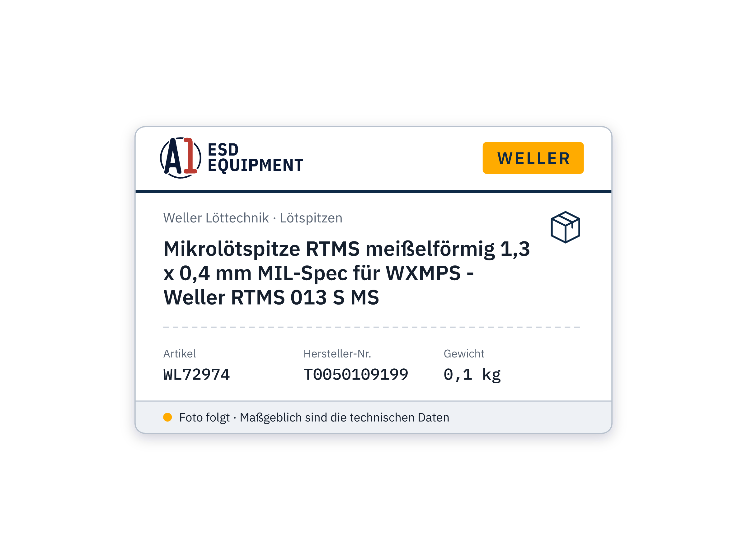 Mikrolötspitze RTMS meißelförmig 1,3 x 0,4 mm MIL-Spec für WXMPS - Weller RTMS 013 S MS
