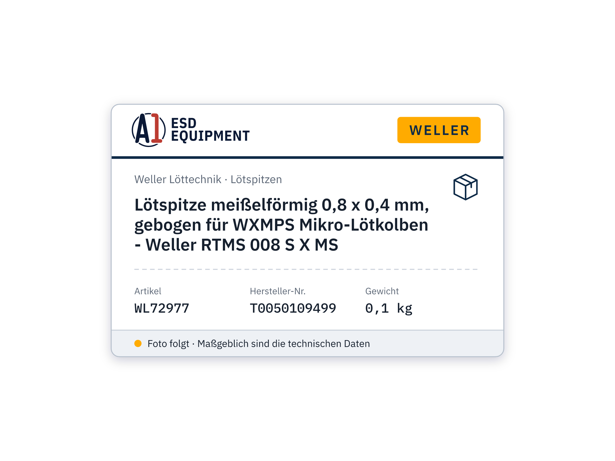 Lötspitze meißelförmig 0,8 x 0,4 mm, gebogen für WXMPS Mikro-Lötkolben - Weller RTMS 008 S X MS