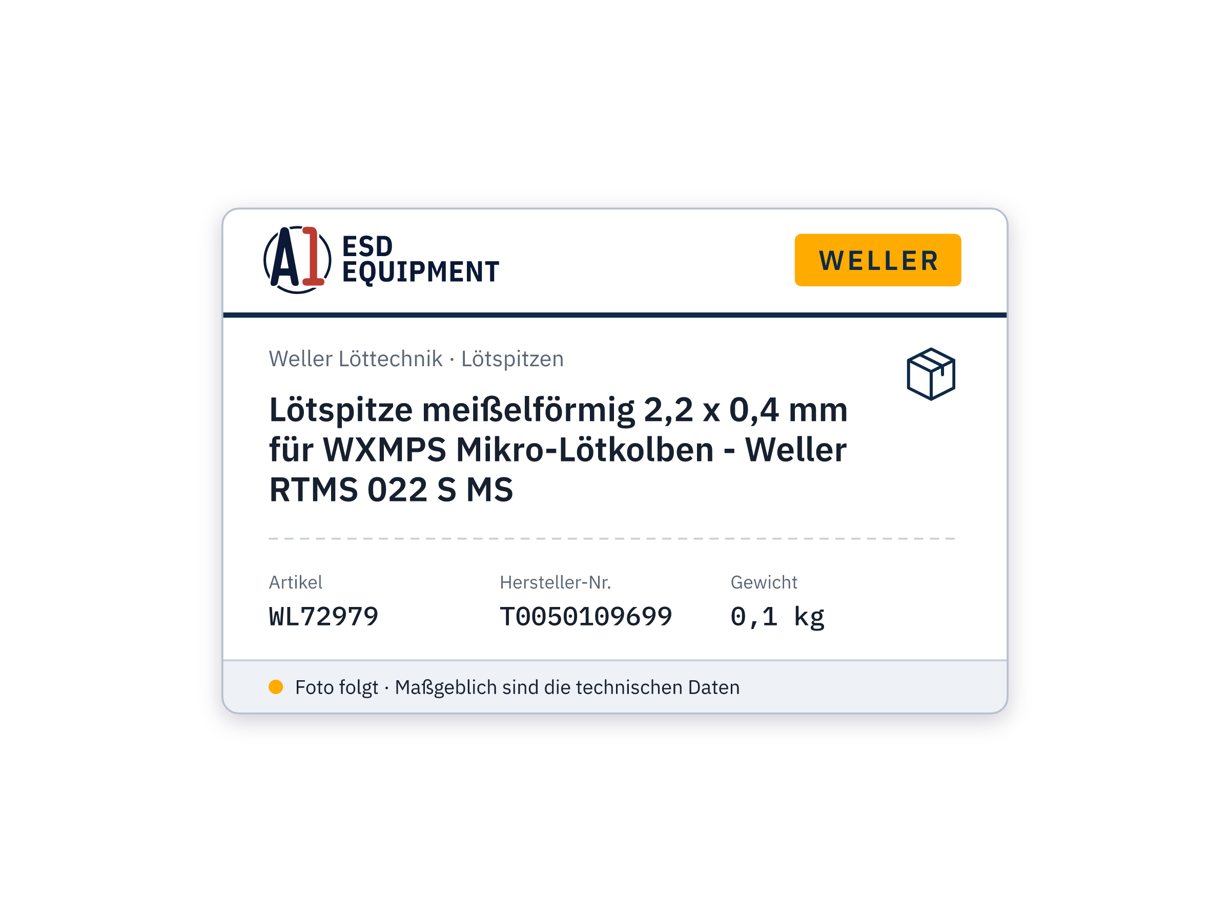 Lötspitze meißelförmig 2,2 x 0,4 mm für WXMPS Mikro-Lötkolben - Weller RTMS 022 S MS