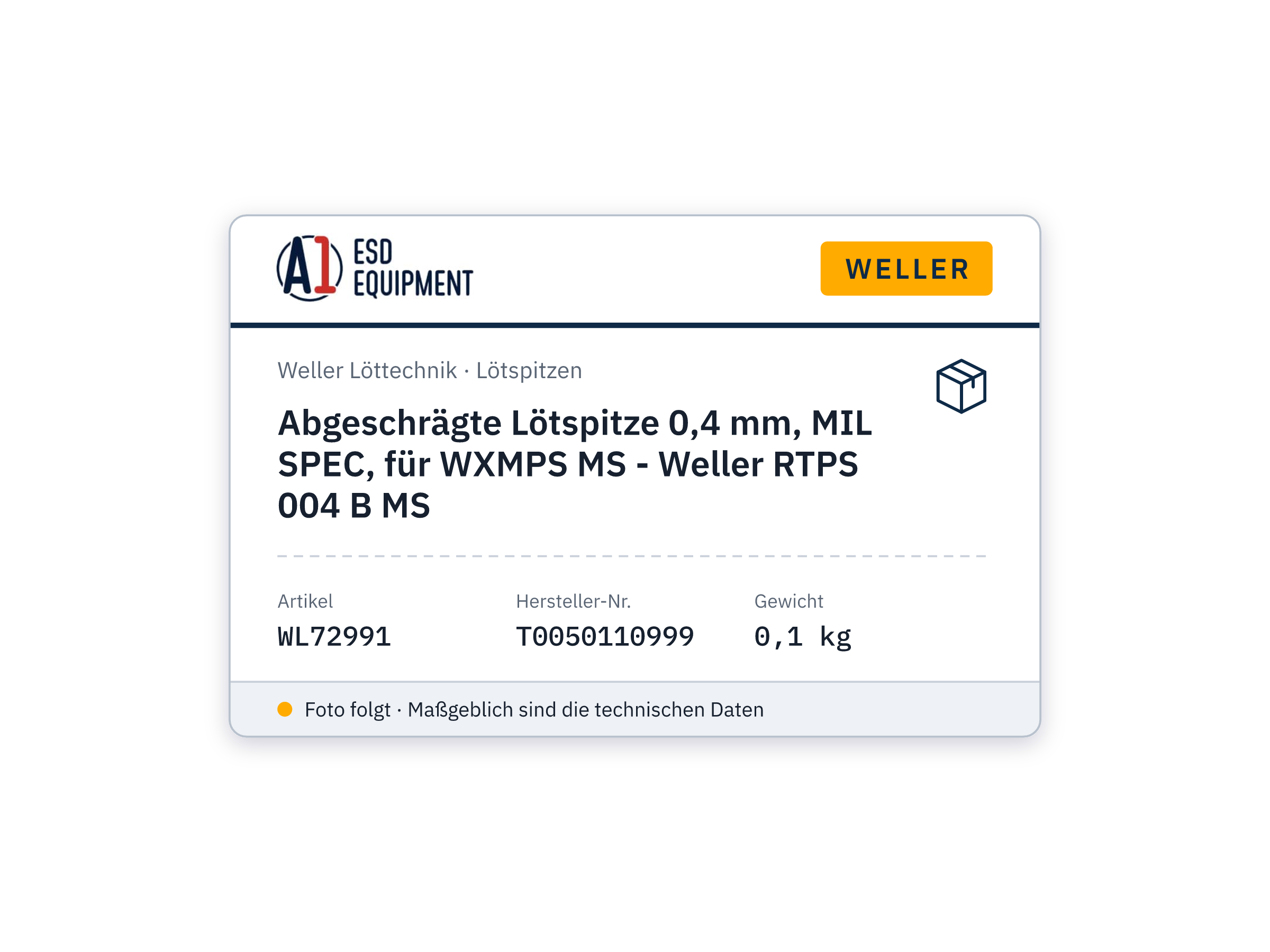 Bevel soldering tip 0.4 mm, MIL SPEC, for WXMPS MS - Weller RTPS 004 B MS