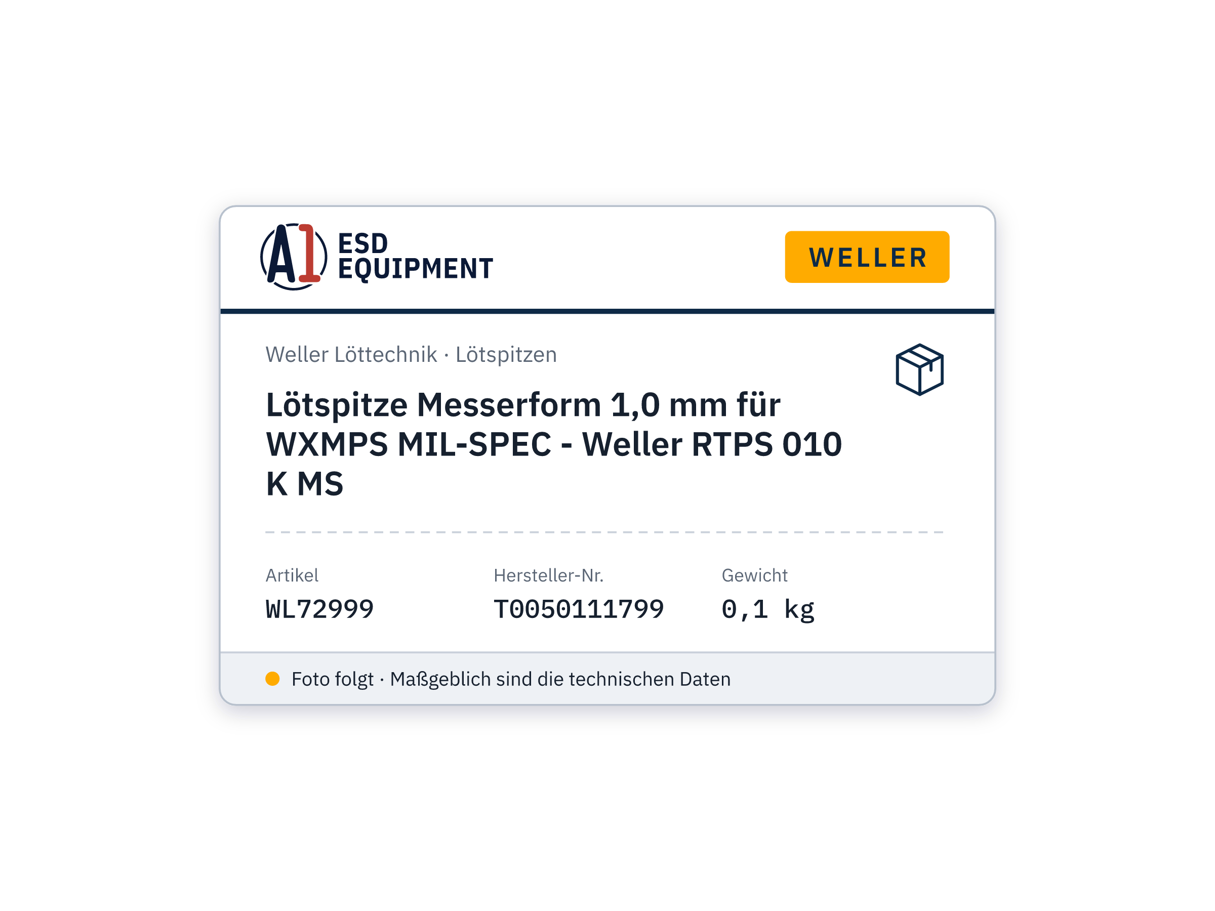 Panne de soudage forme couteau 1,0 mm pour WXMPS MIL-SPEC - Weller RTPS 010 K MS
