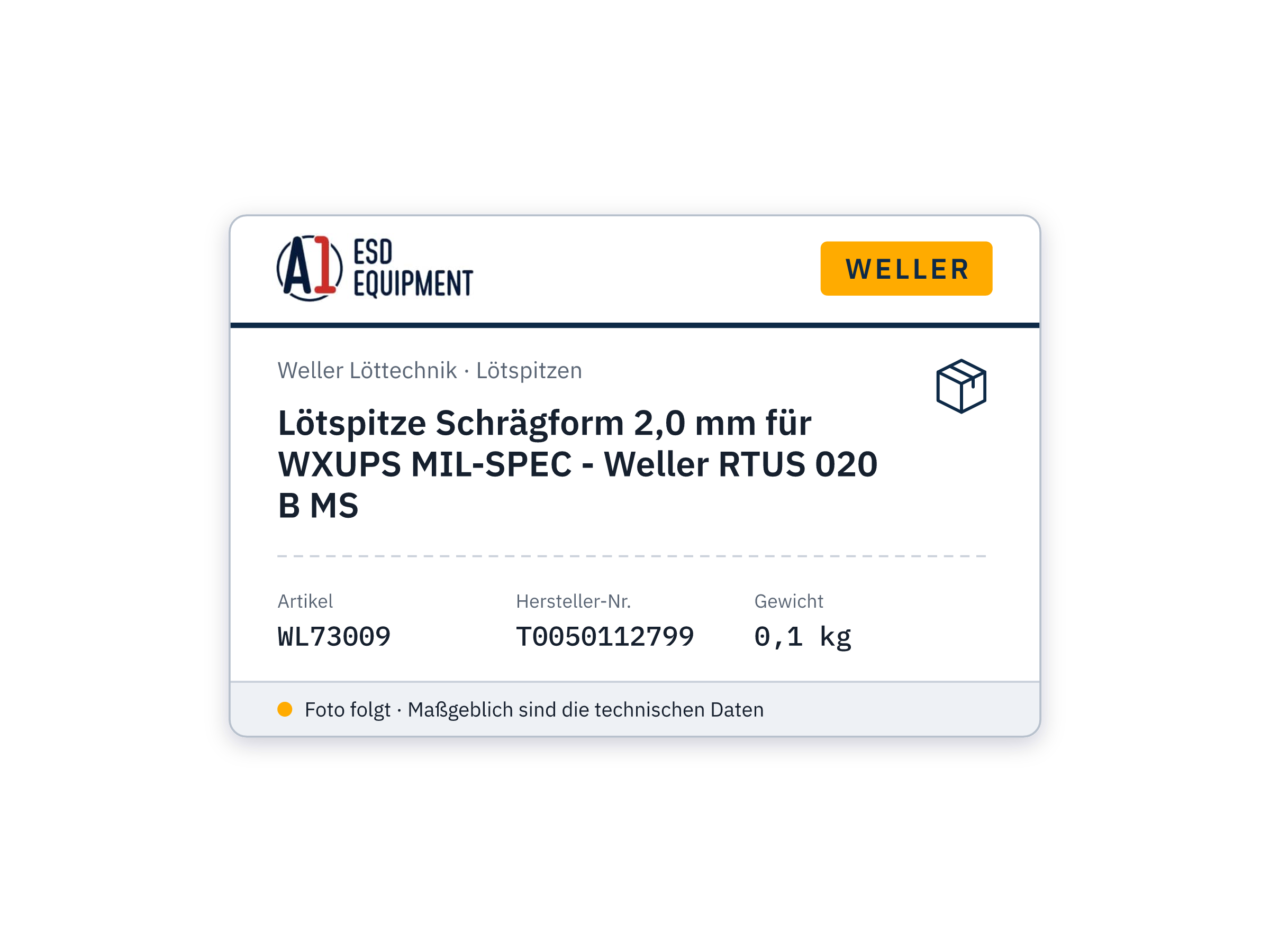 Panne de soudage biseautée 2,0 mm pour WXUPS MIL-SPEC - Weller RTUS 020 B MS