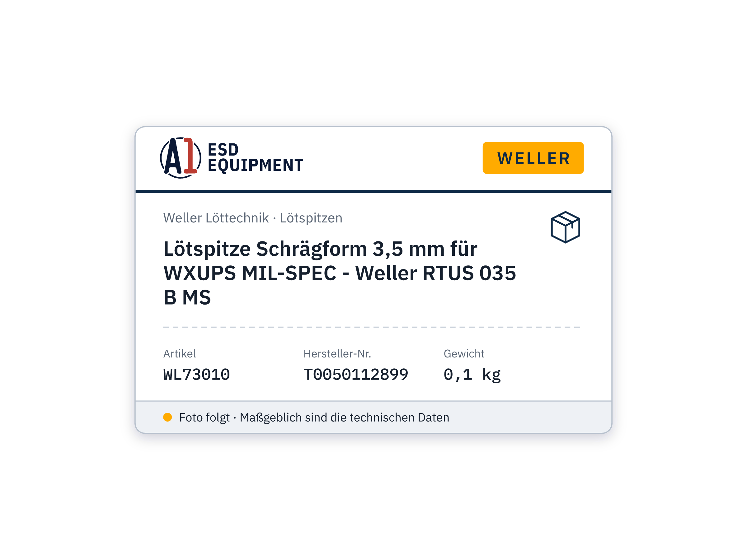 Panne de soudage biseautée 3,5 mm pour WXUPS MIL-SPEC - Weller RTUS 035 B MS