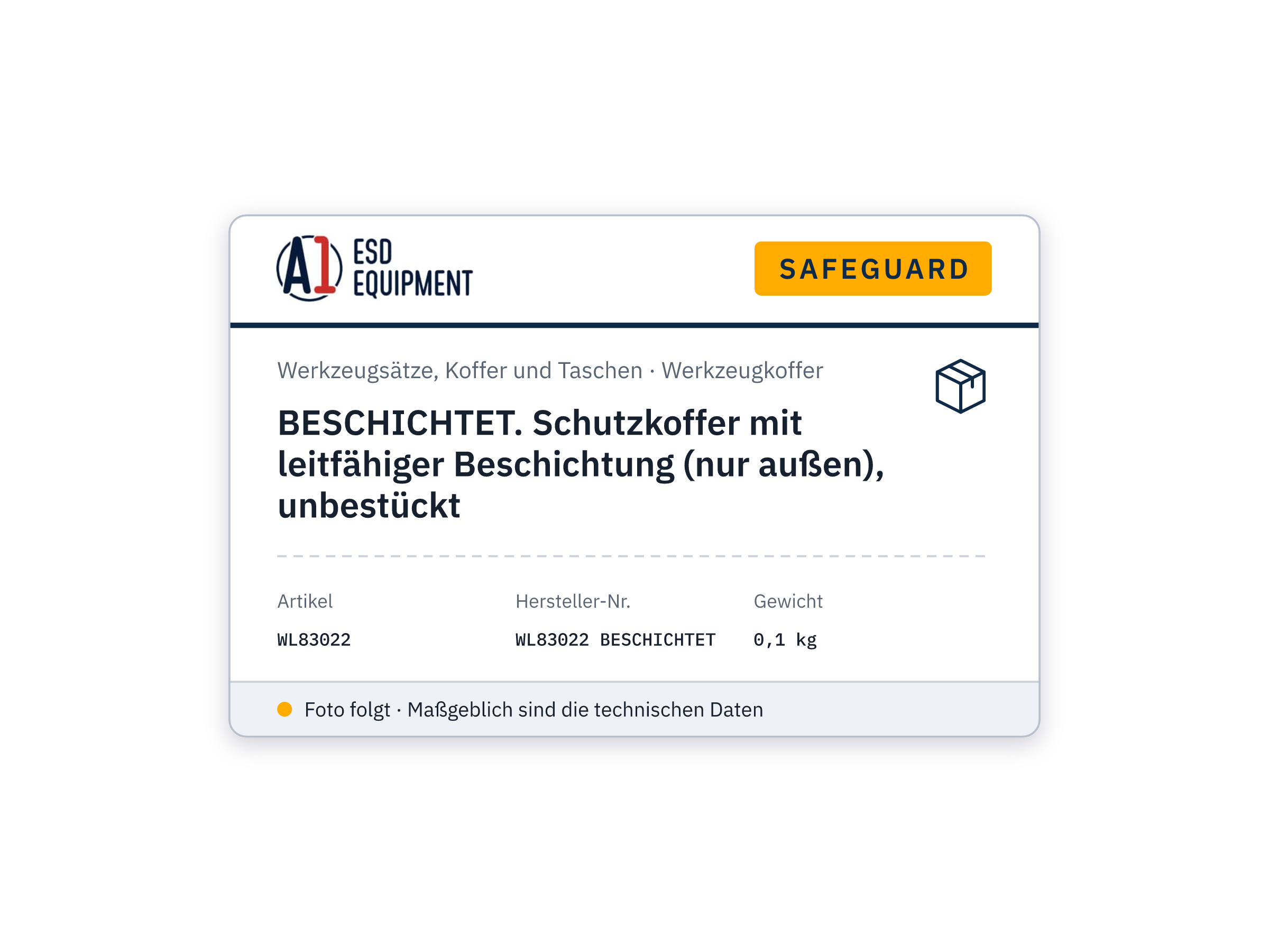 BESCHICHTET. Schutzkoffer mit leitfähiger Beschichtung (nur außen), unbestückt