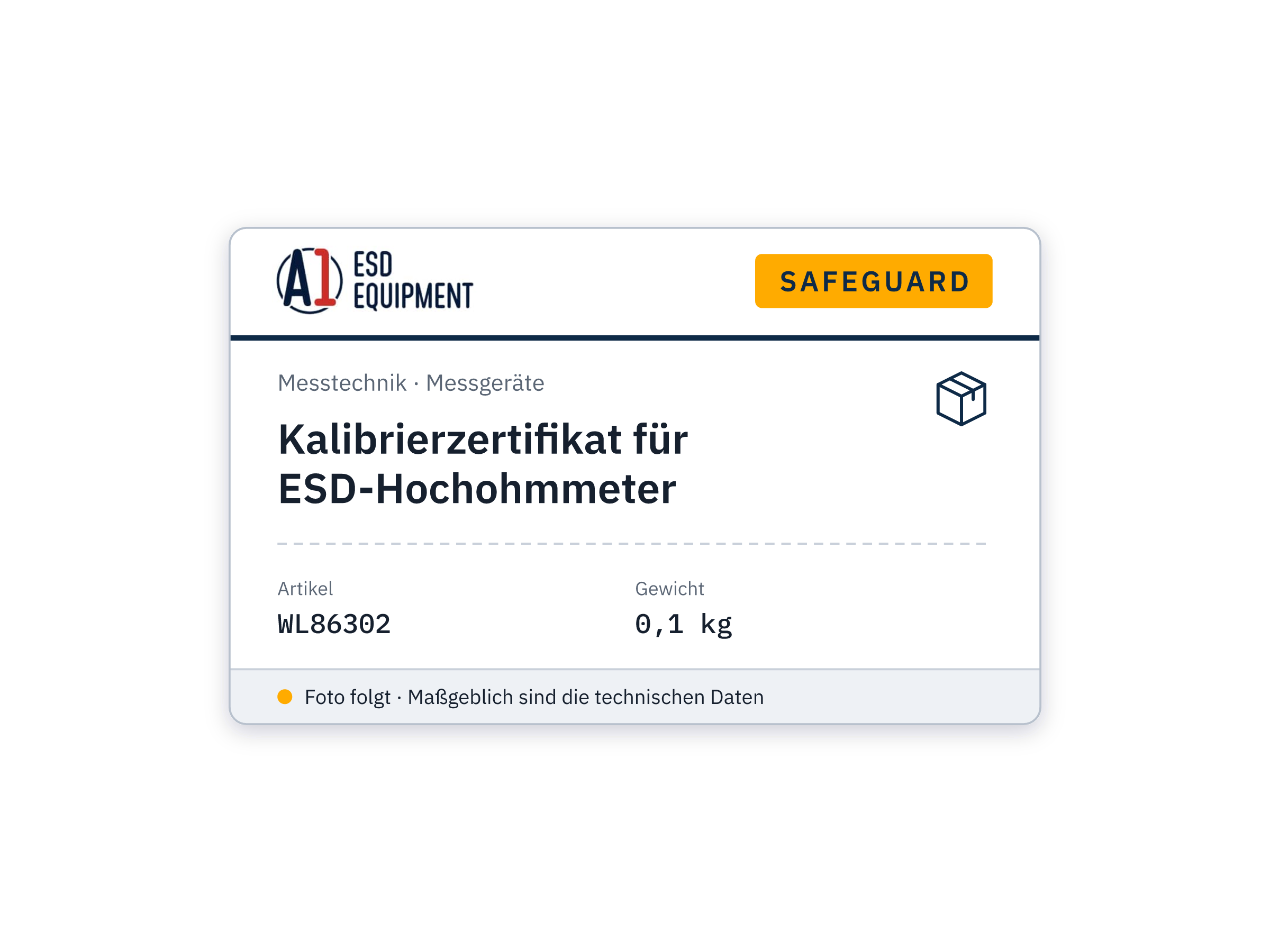 Kalibrierzertifikat für ESD-Hochohmmeter