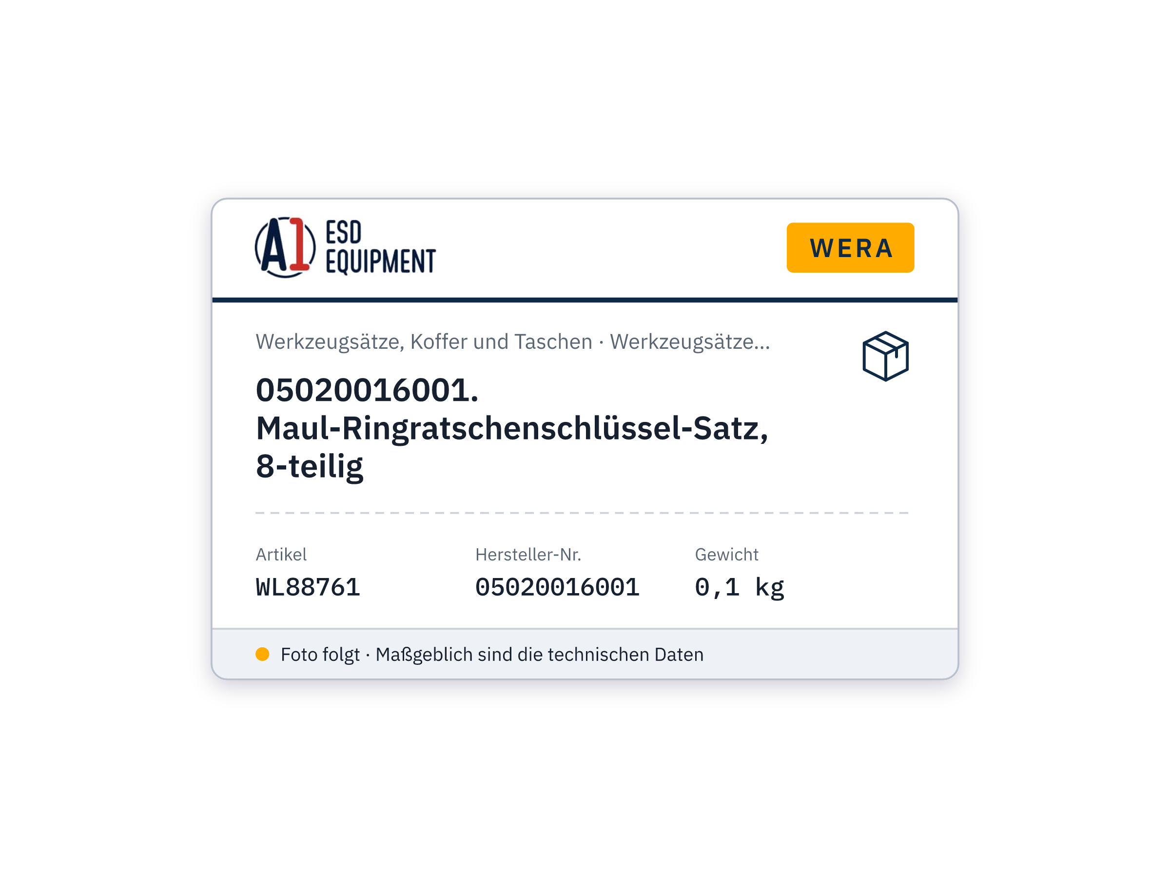 Wera 05020016001. Maul-Ringratschenschlüssel-Satz, 8-teilig
