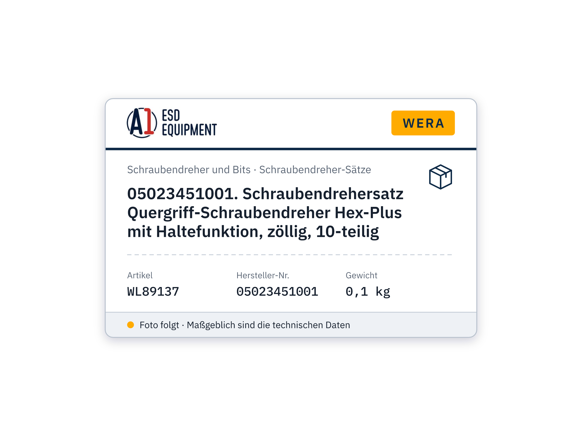 Wera 05023451001. Schraubendrehersatz Quergriff-Schraubendreher Hex-Plus mit Haltefunktion, zöllig, 10-teilig