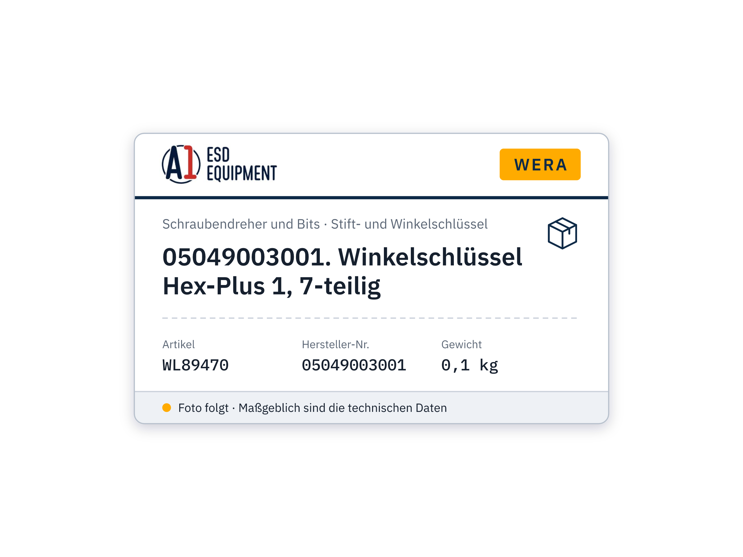 Wera 05049003001. Winkelschlüssel Hex-Plus 1, 7-teilig