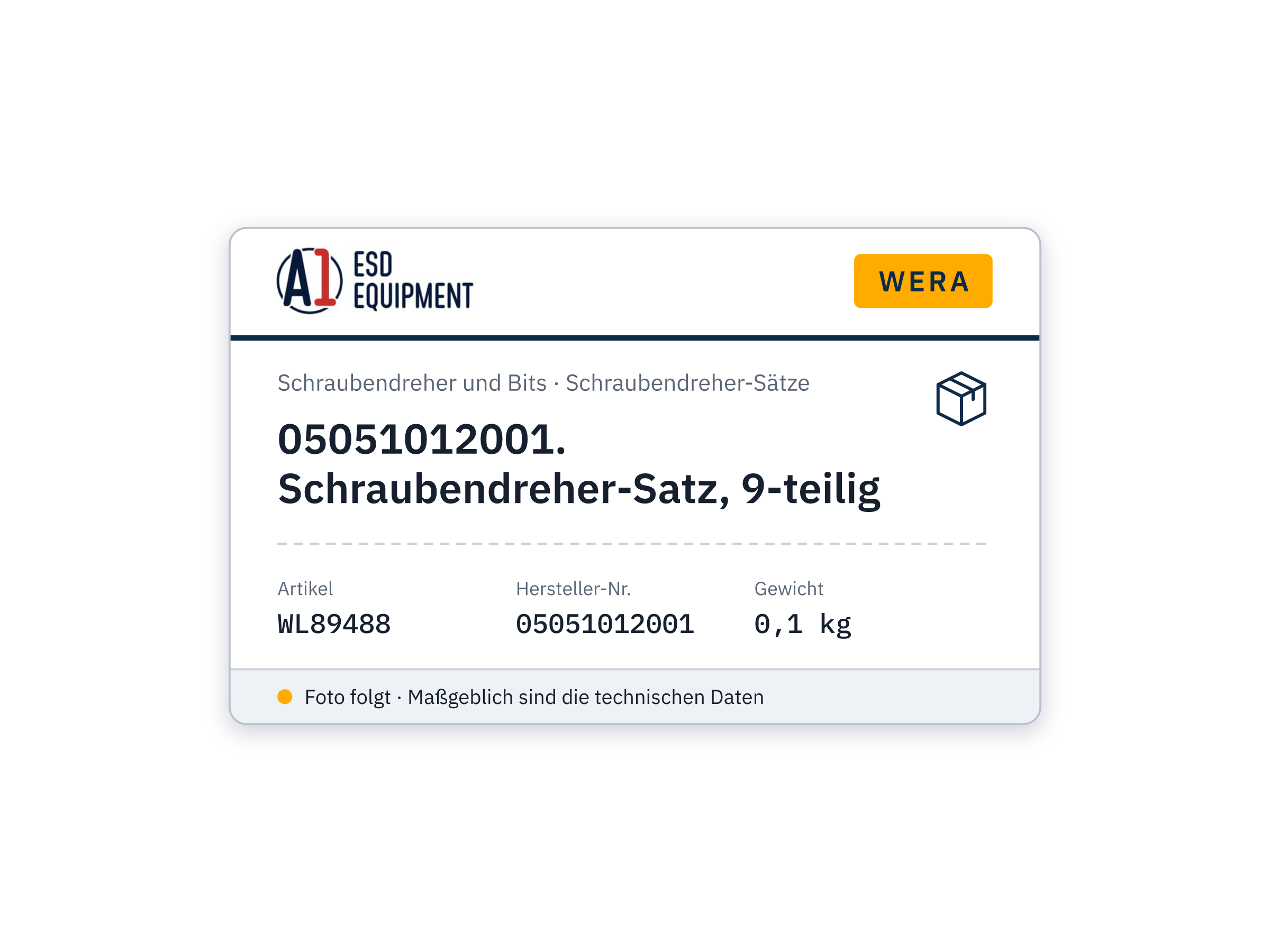 Wera 05051012001. Schraubendreher-Satz, 9-teilig