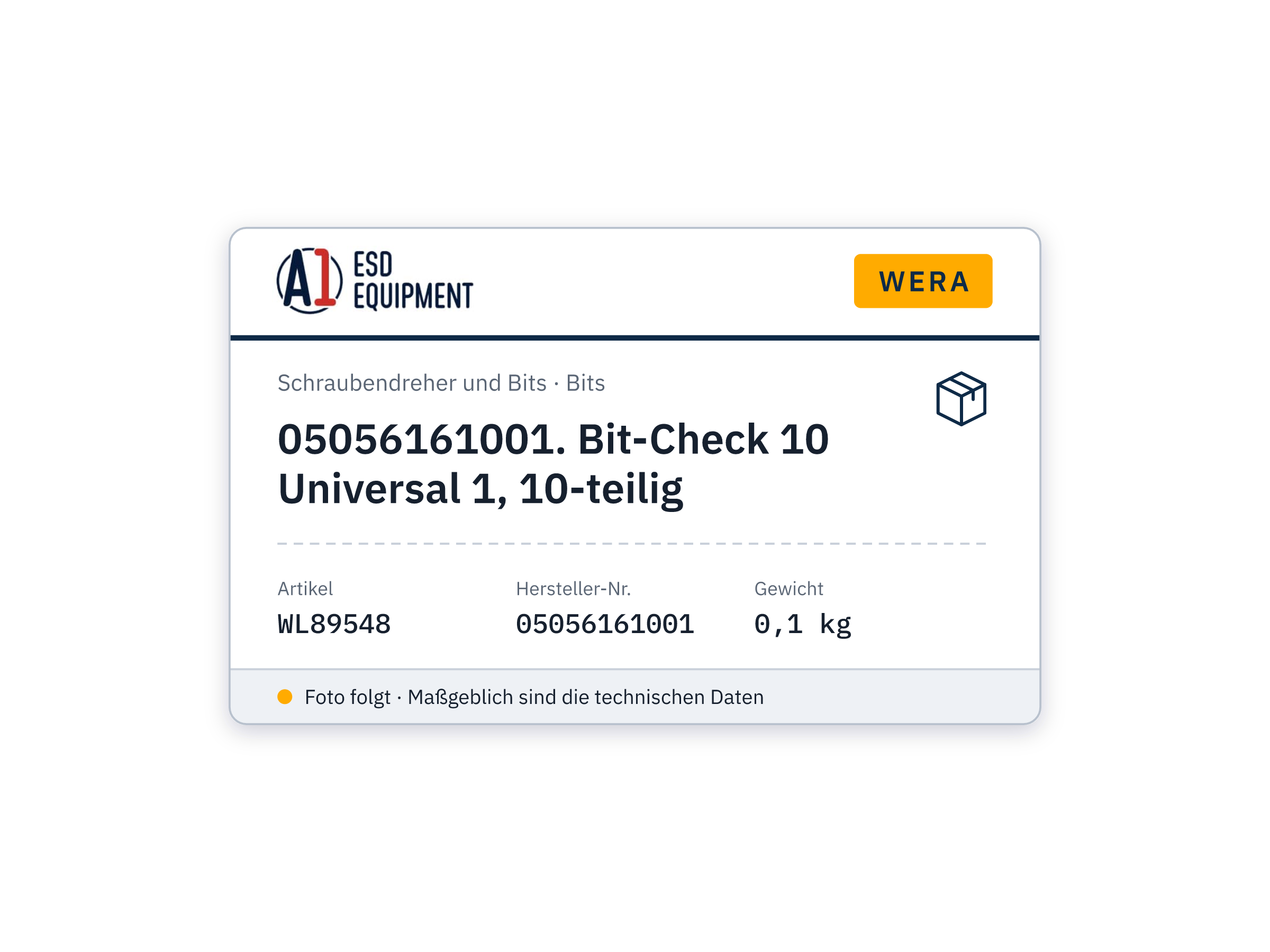 Wera 05056161001. Bit-Check 10 Universal 1, 10-teilig