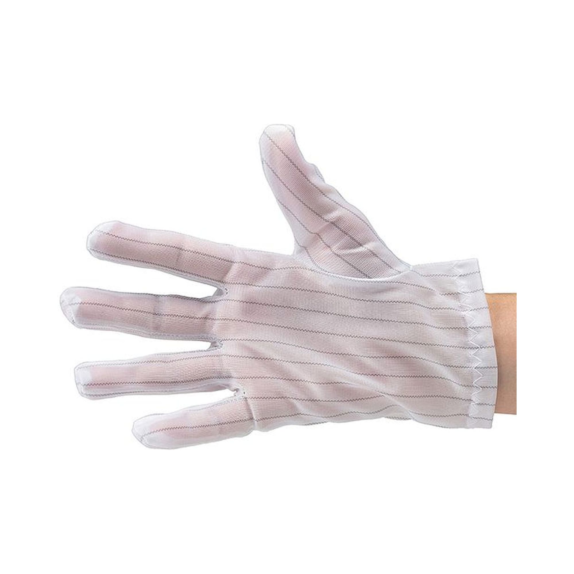 ESD glove polyester, lint-free, cleanroom compatible, white, without coating, S