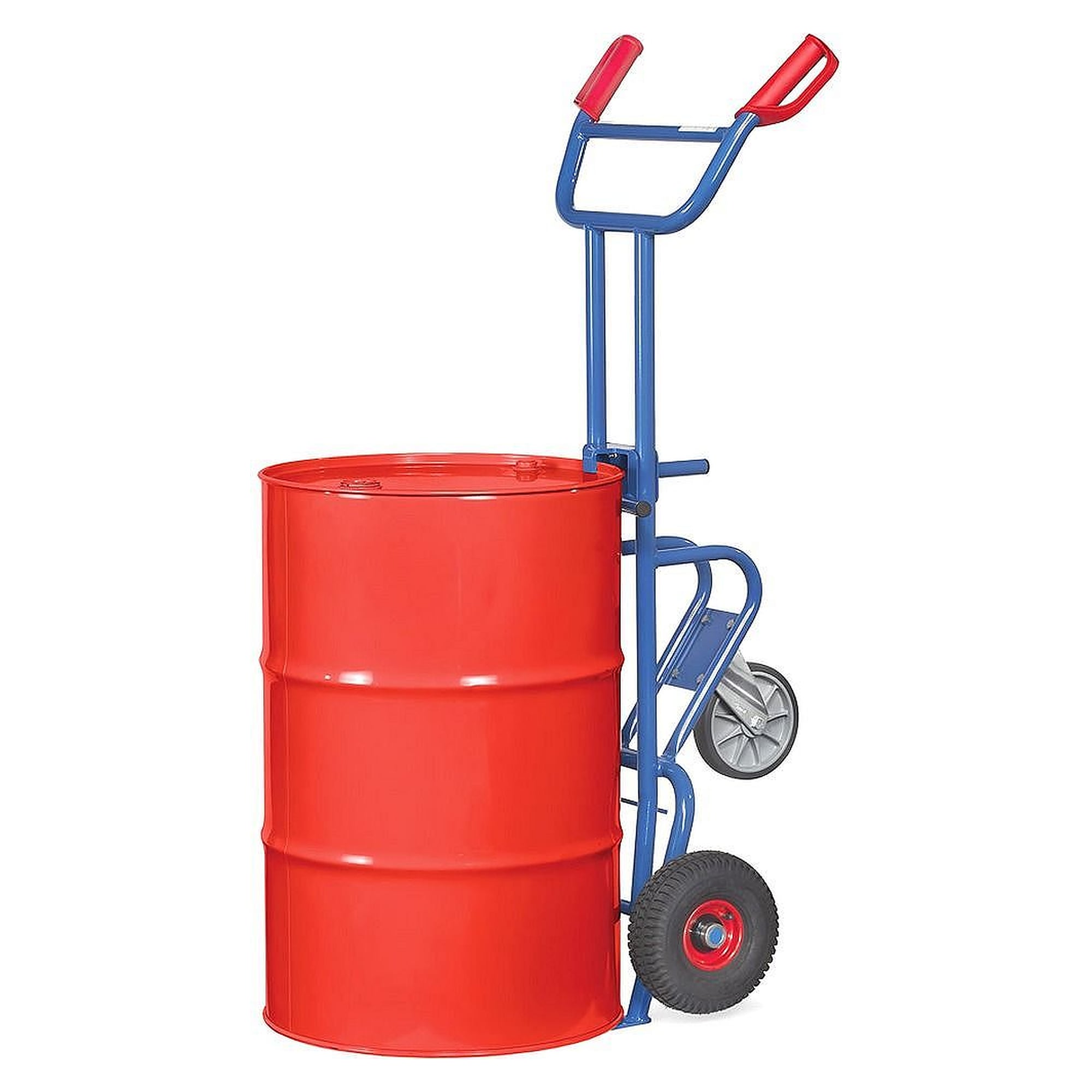 Diable porte-fûts 300 kg avec roue d'appui rabattable, bandages pleins 250 x 60 mm - Fetra 1071
