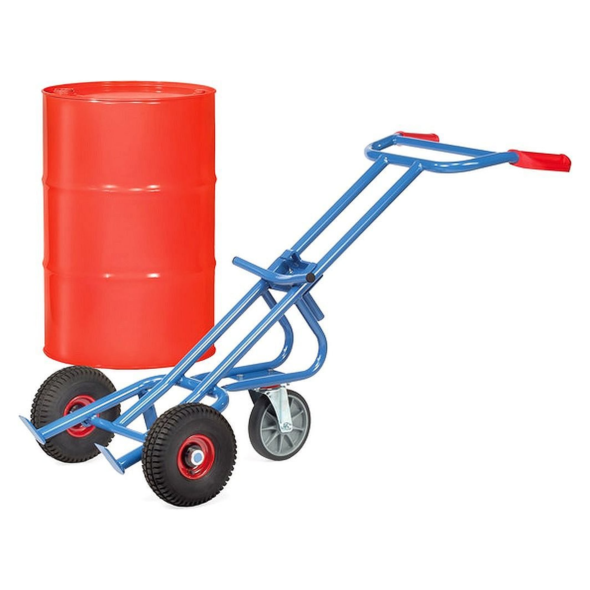 Diable porte-fûts 300 kg avec roue d'appui rabattable, bandages pleins 250 x 60 mm - Fetra 1071