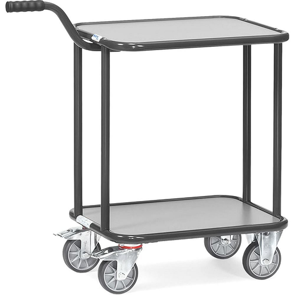 Fetra 1164/7016. Dollies with gooseneck handles Grey Edition. 250 kg, platform size 600x450mm, 2 wooden platforms