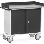 Fetra 12456/7016. Steel sheet workshop cart Grey Edition. 400 kg, platform size 985x590 mm, with cupboard with double door with skirting