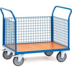 Fetra 1531. Open sided platform carts. up to 600 kg, ends and 1 side made of wire  lattice