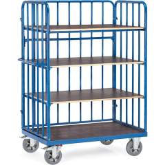 Fetra 18313-1. Shelved trolleys. 1200 kg, 4 shelves, with uprigths and 1 detachable side panel, height 1800mm