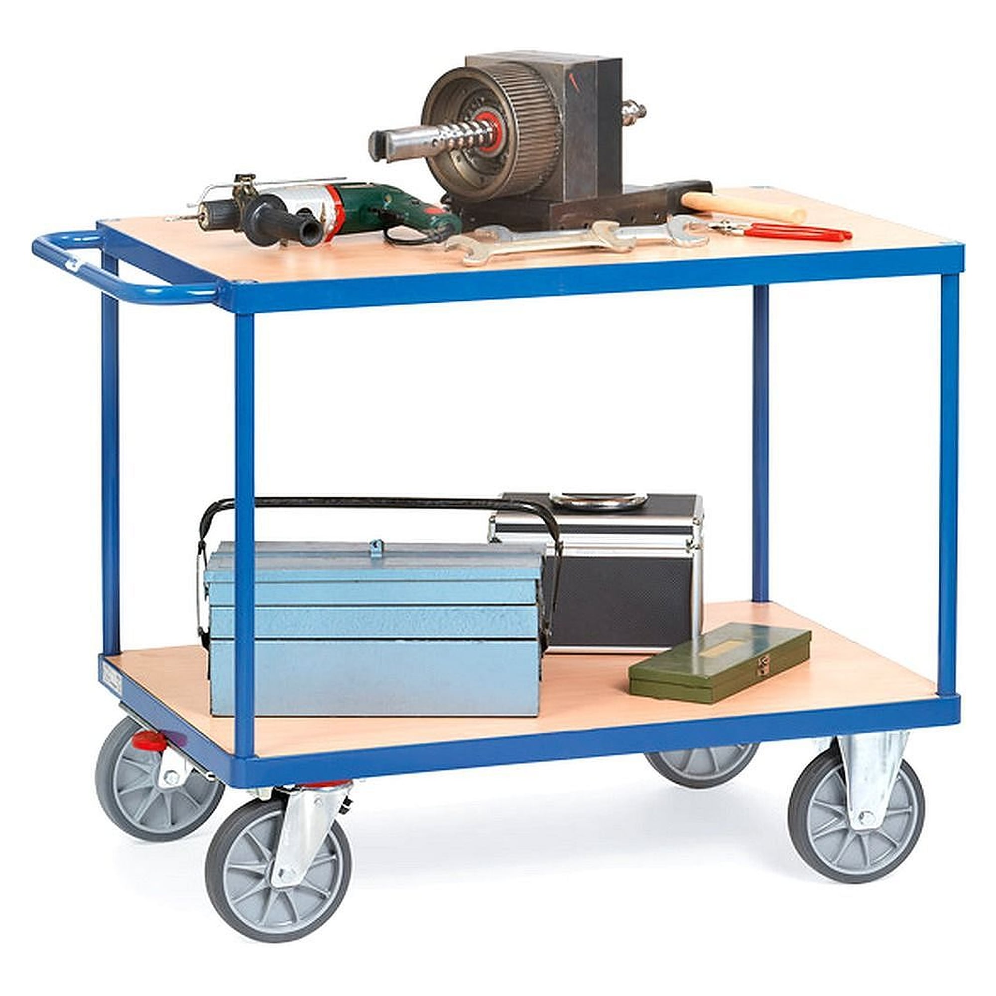 Chariot plateau 600 kg, 2 plateaux, surface 1000 x 600 mm - Fetra 2401